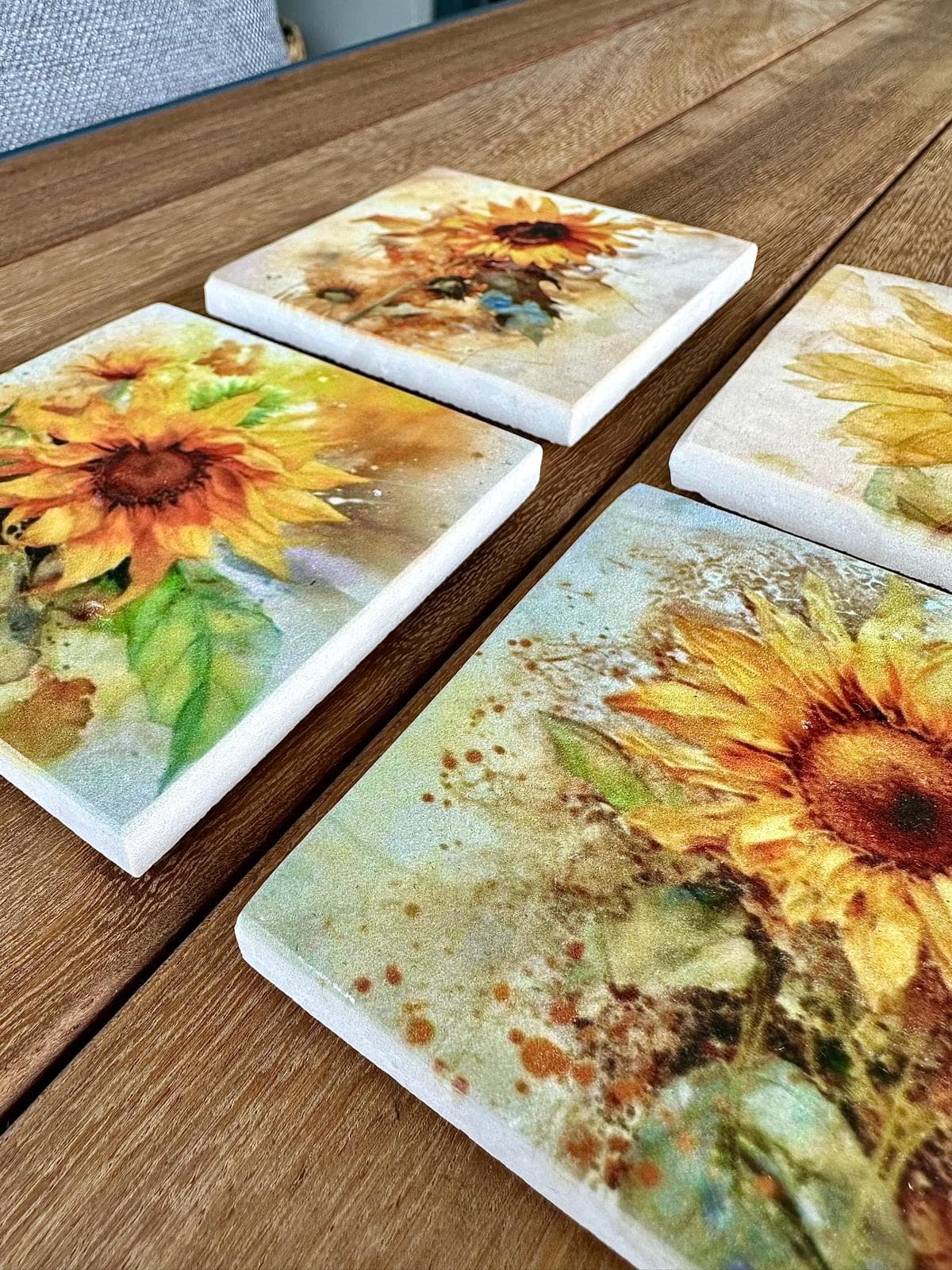 Limra Stone Sunflower Coasters, Rustic Farmhouse Decor, Set of 4 - image 5