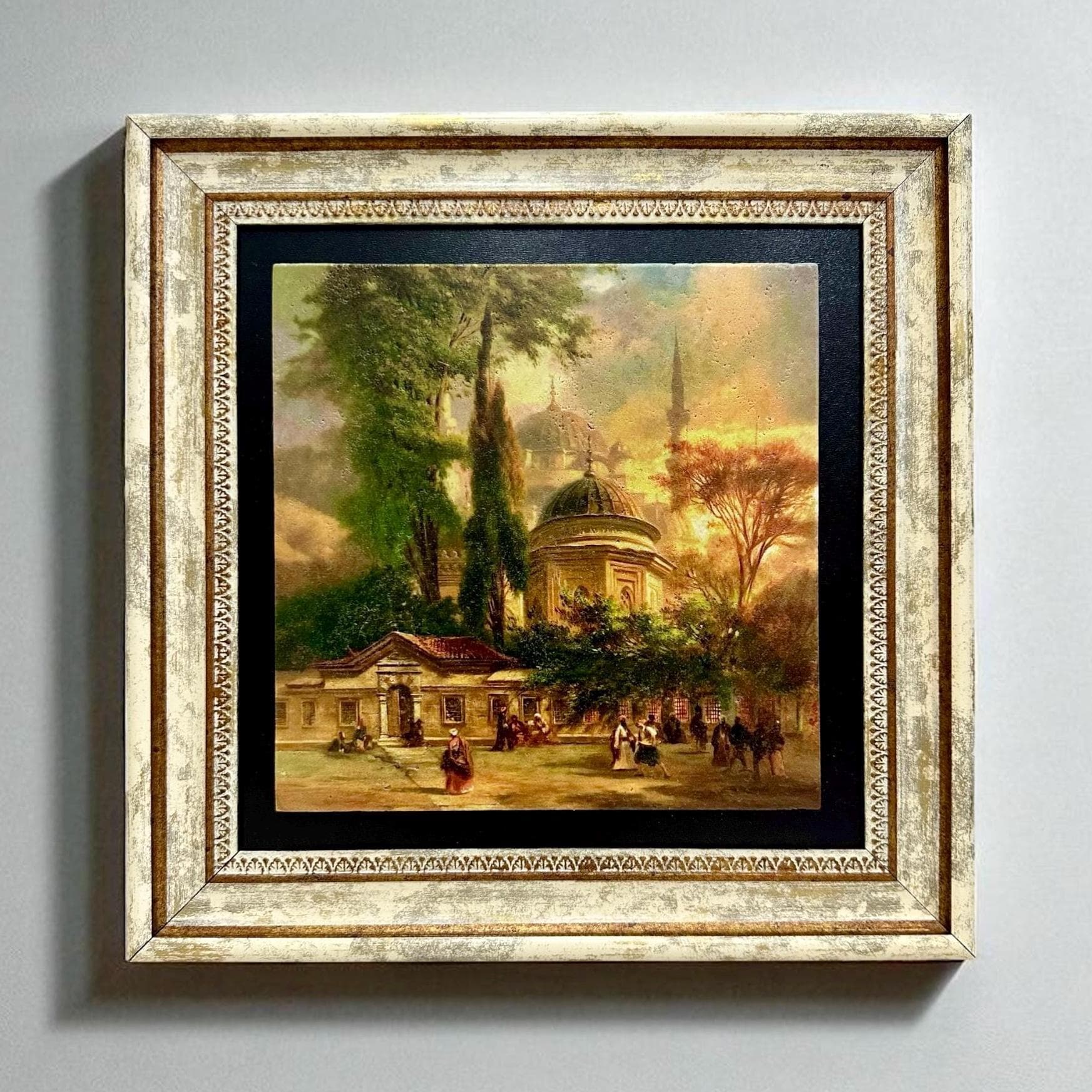 Ottoman Mosque Art, Travertine Stone Painting, Islamic Home Decor