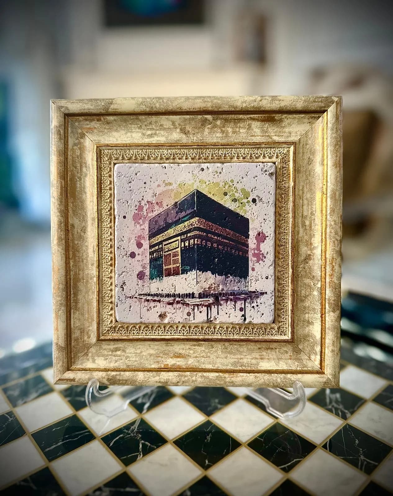 Holy Kaaba Stone Painting, Islamic Muslim Art, Home Decor Gift - image 2