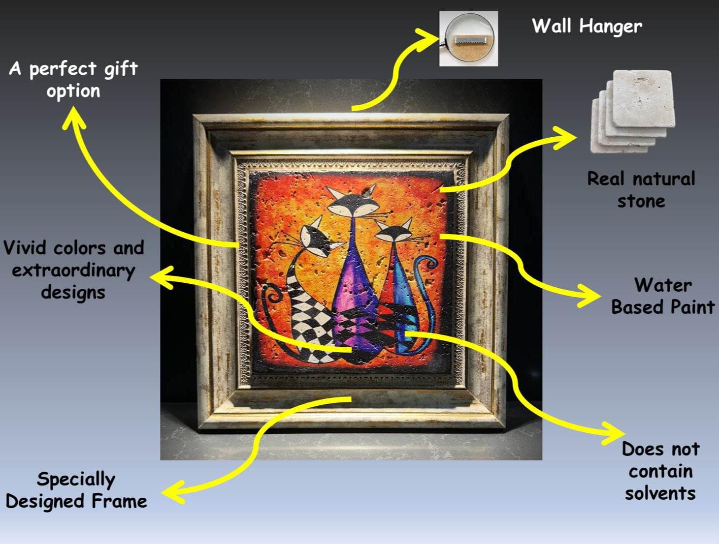 Handmade Neyzen & Dervishes Painting on Natural Stone with Wooden Frame, Sufi Art - image 4