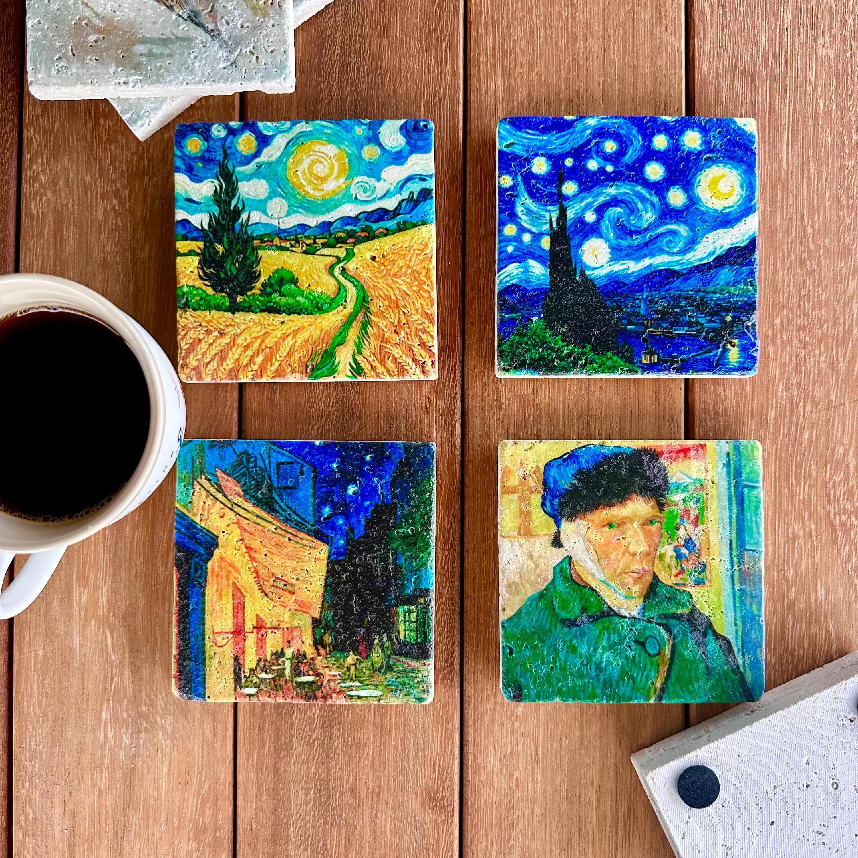 Van Gogh Stone Coasters, Set of 4, Art Home Decor