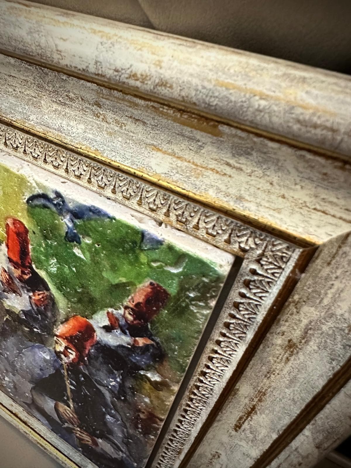 Handmade Neyzen & Dervishes Painting on Natural Stone with Wooden Frame, Sufi Art - image 5