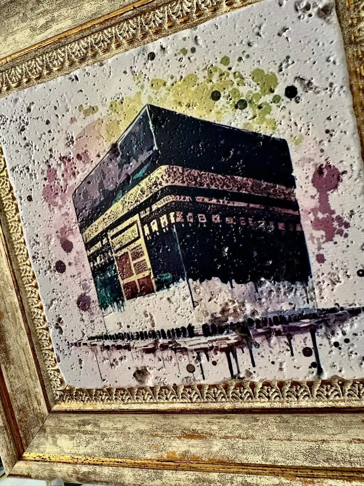 Holy Kaaba Stone Painting, Islamic Muslim Art, Home Decor Gift - image 4