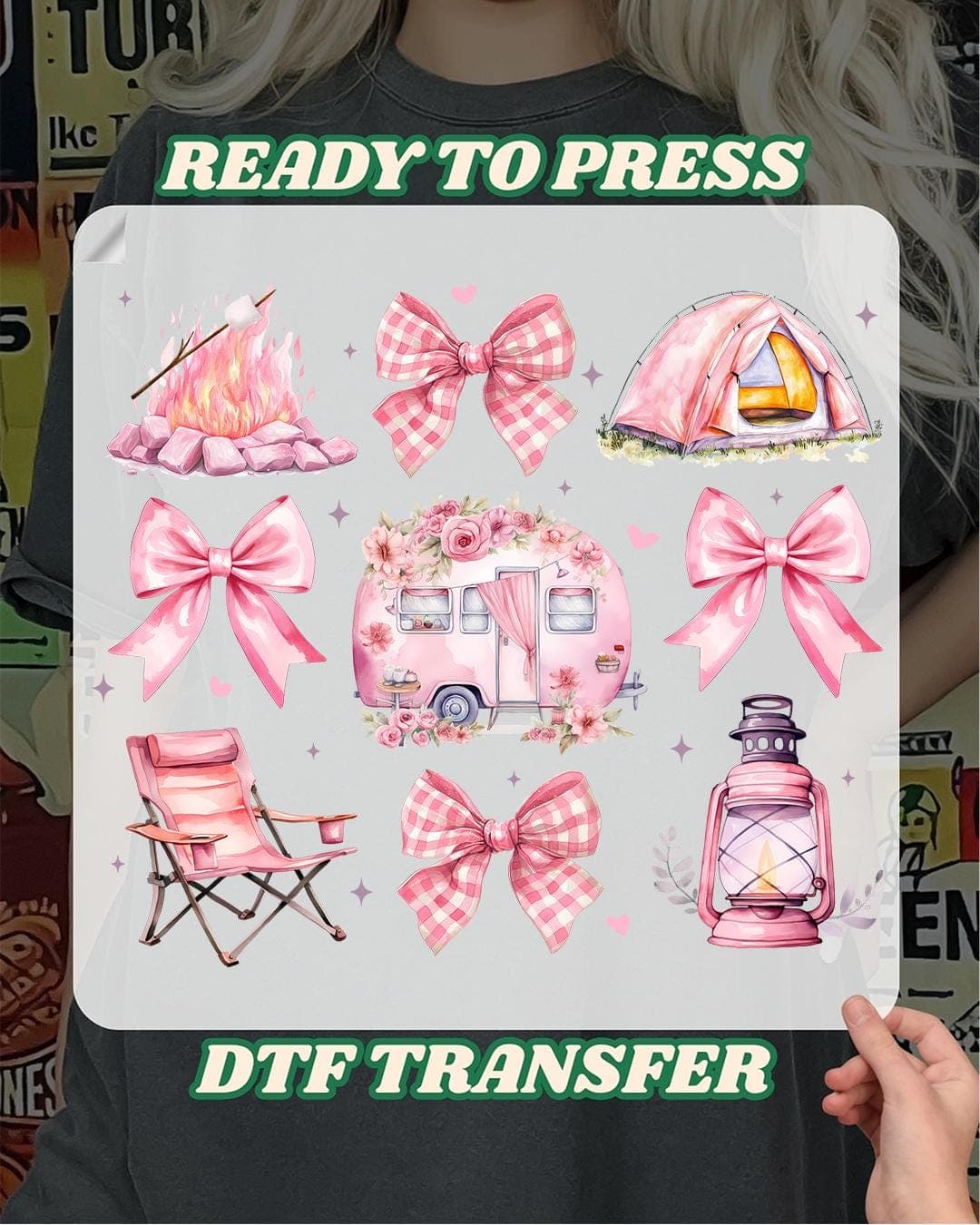 Camping Life Ready To Press, Pink Coquette Camping Heat Transfer, Girls Camping crew Iron On, Girl Camper Vacation DTF, Cousin Adventure DTF