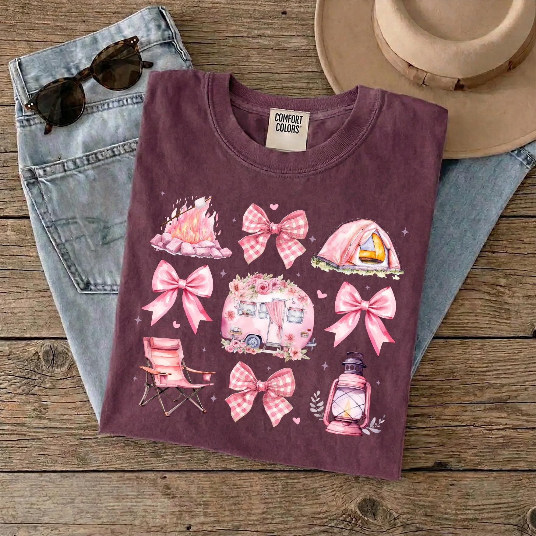 Camping Life Ready To Press, Pink Coquette Camping Heat Transfer, Girls Camping crew Iron On, Girl Camper Vacation DTF, Cousin Adventure DTF - image 4