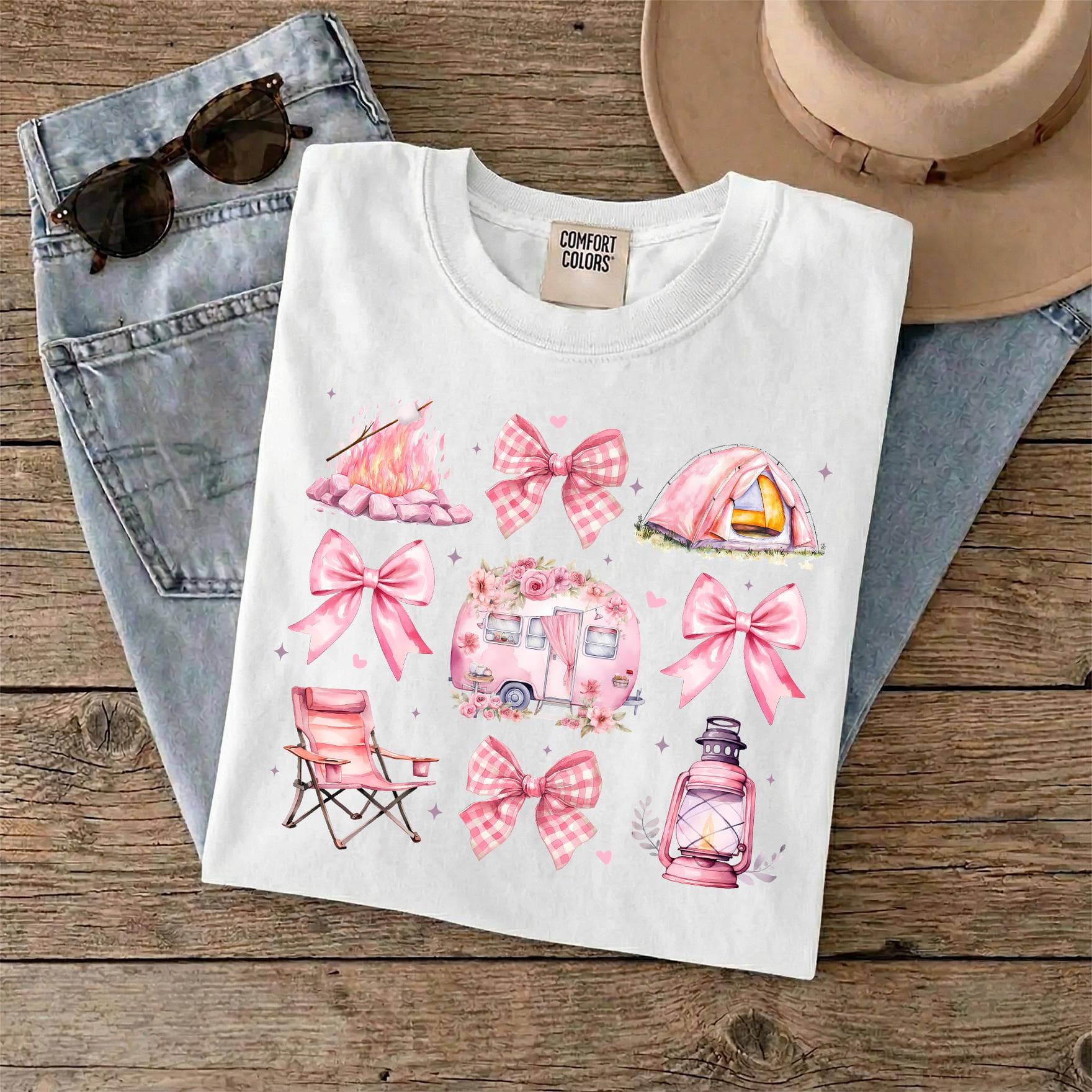 Camping Life Ready To Press, Pink Coquette Camping Heat Transfer, Girls Camping crew Iron On, Girl Camper Vacation DTF, Cousin Adventure DTF - image 5