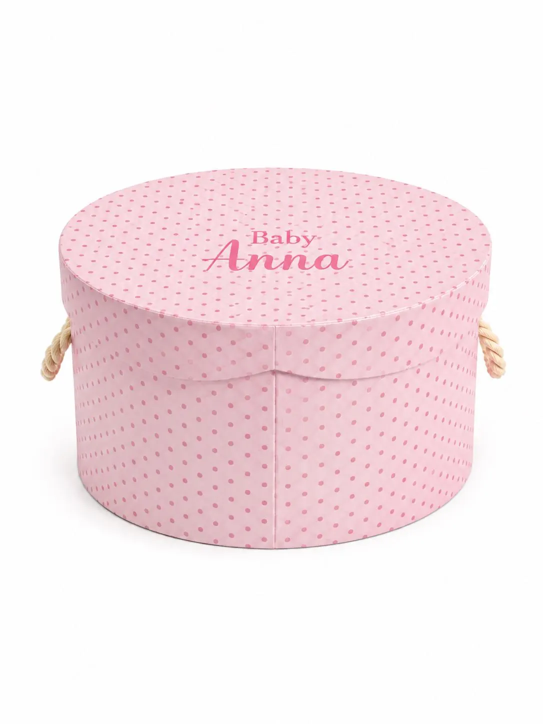 Personalized Baby Keepsake Box | Round Nursery Memory Box | Custom Baby Girl Gift | Pink Polka Dot Storage Box | New Baby Keepsake