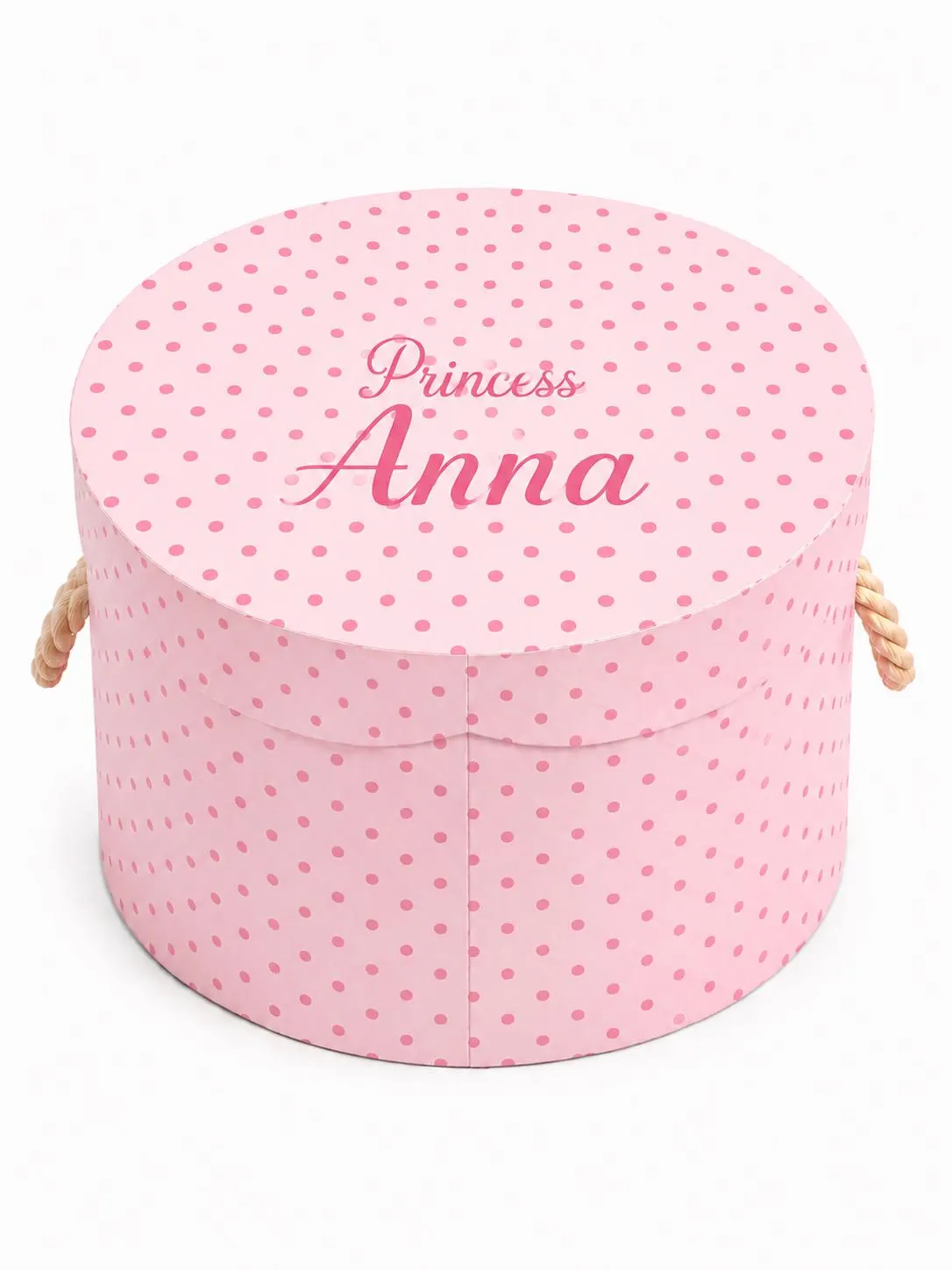 Personalized Baby Keepsake Box | Round Nursery Memory Box | Custom Baby Girl Gift | Pink Polka Dot Storage Box | New Baby Keepsake - image 3