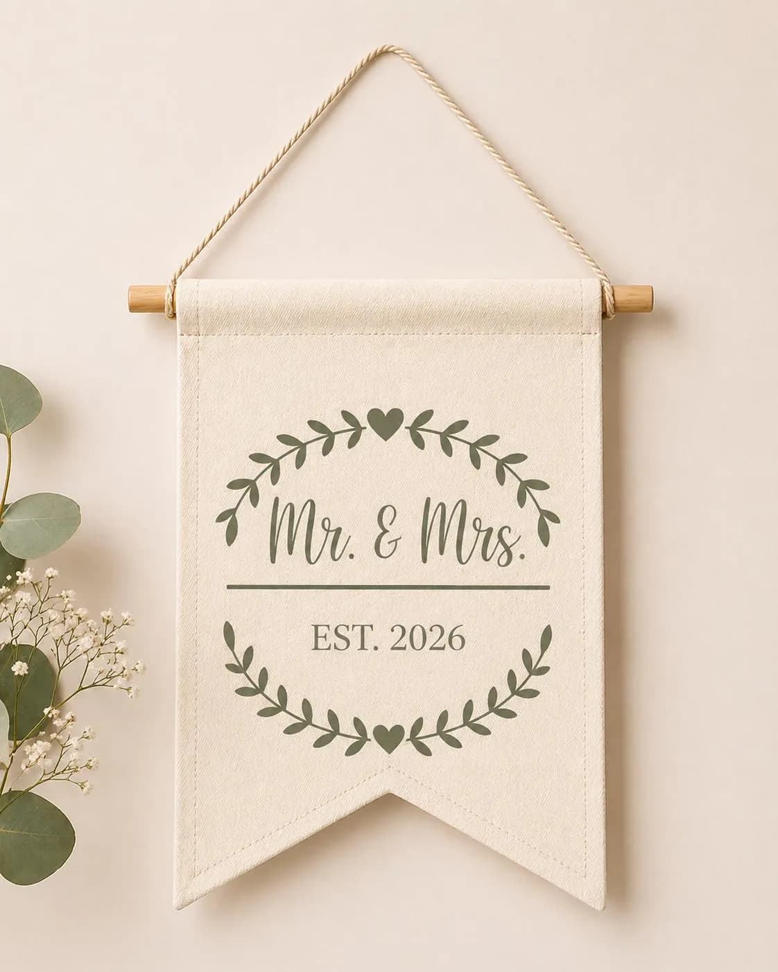 Personalized Mr & Mrs Banner | Wedding Sign | Custom Name Hanging | Bridal Shower Decor | Engagement Gift