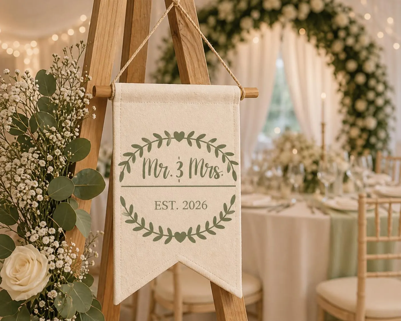 Personalized Mr & Mrs Banner | Wedding Sign | Custom Name Hanging | Bridal Shower Decor | Engagement Gift - image 4