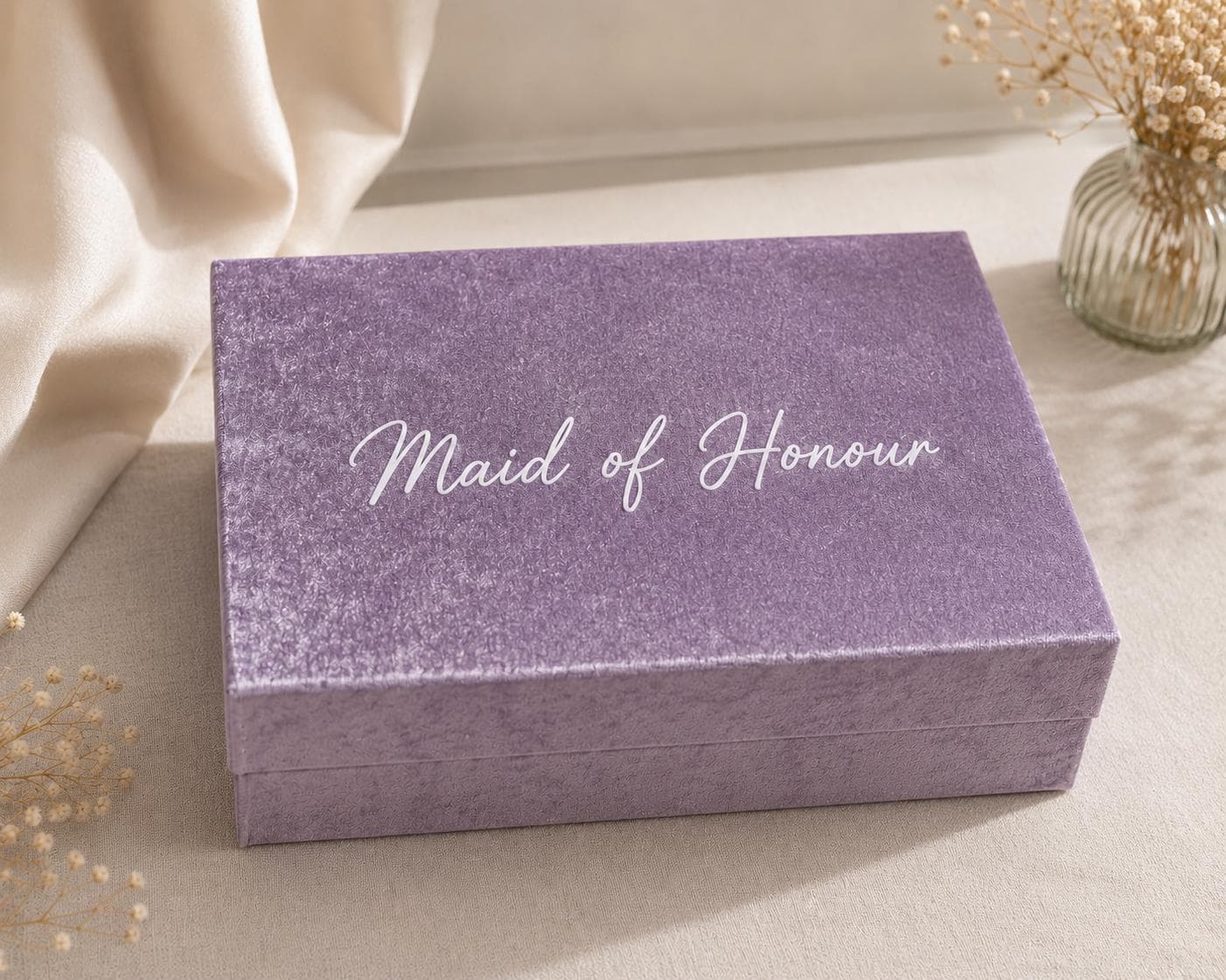 Personalized Luxury Lilac Gift Box | Plush Keepsake Storage | Custom Name Memory Box | Magnetic Lid