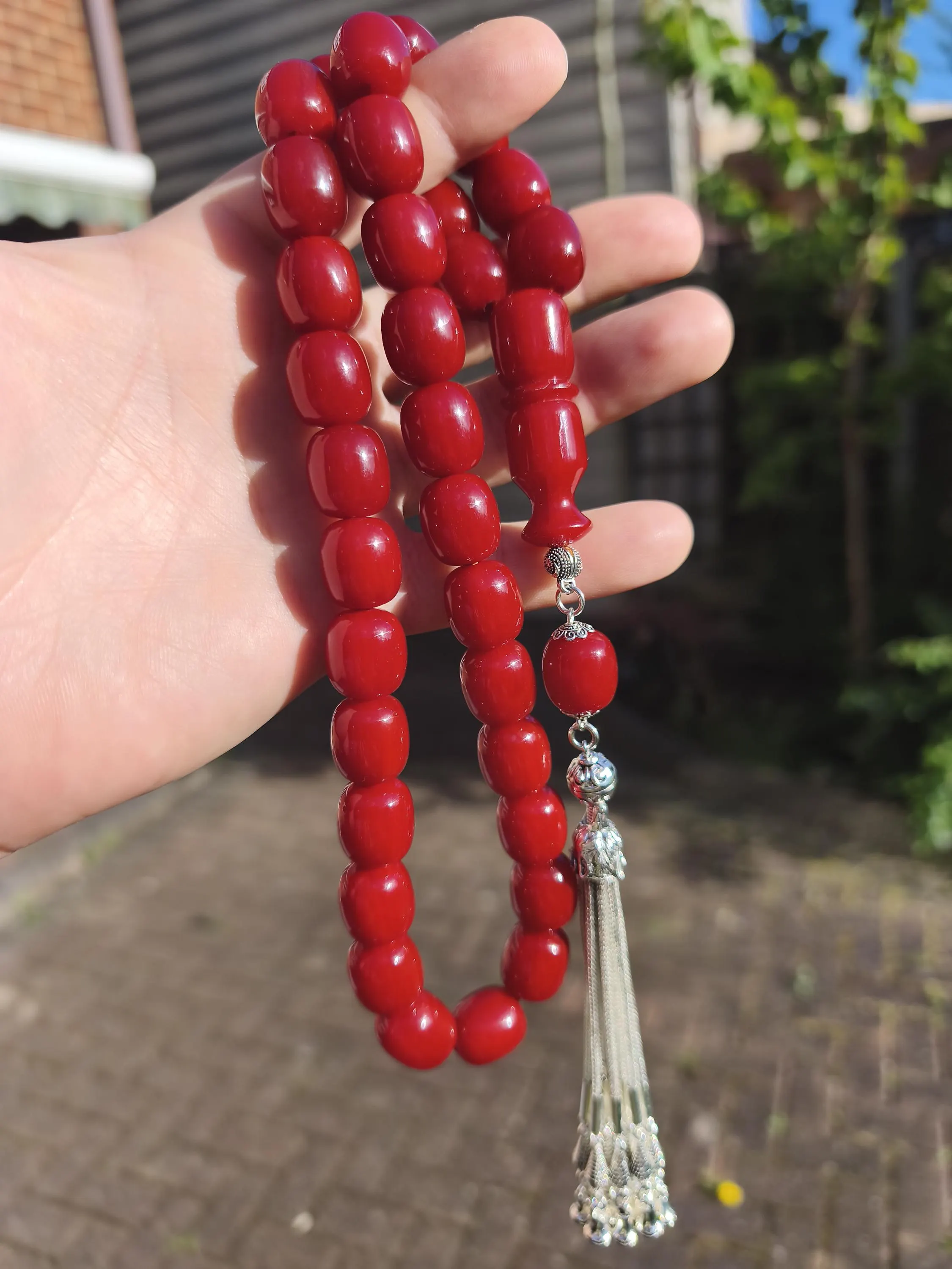 Old Bakelite German Formula  red Amber Beads, Tesbih, Tasbih, Misbaha, Tasbeeh, Prayer Beads, Masbaha, Sibha, My Father collection n27