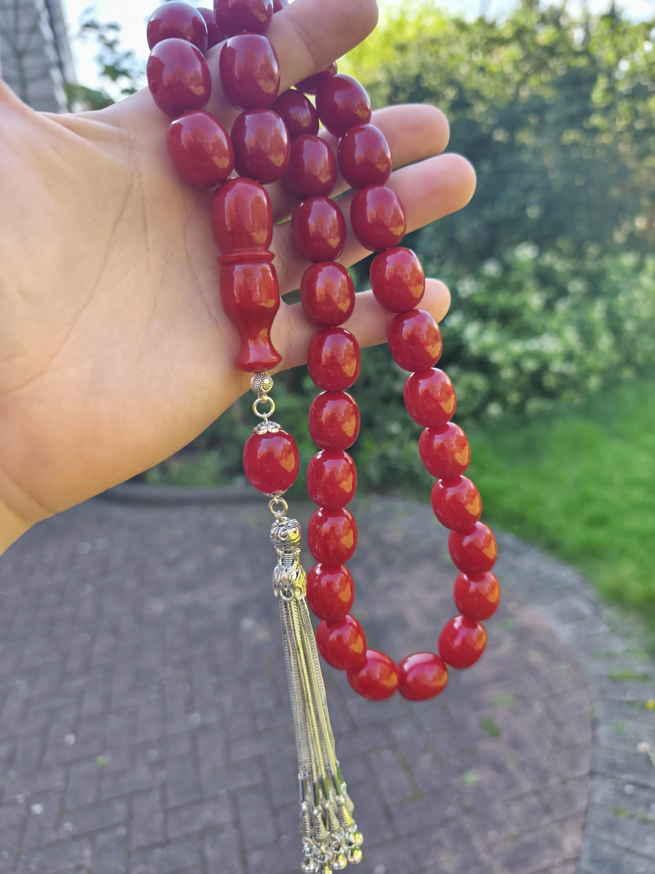 Big Old Bakelite German Formula Red Amber Tesbih, Tasbih, Misbaha, Tasbeeh, Prayer Beads, Masbaha, Sibha, My Father collection n34