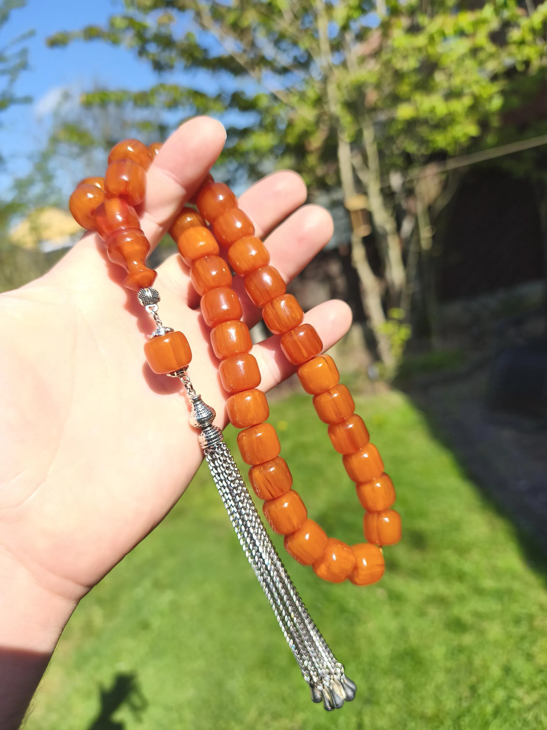 Big Old Bakelite German Formula  Orange Amber Tesbih, Tasbih, Misbaha, Tasbeeh, Prayer Beads, Masbaha, Sibha, n41