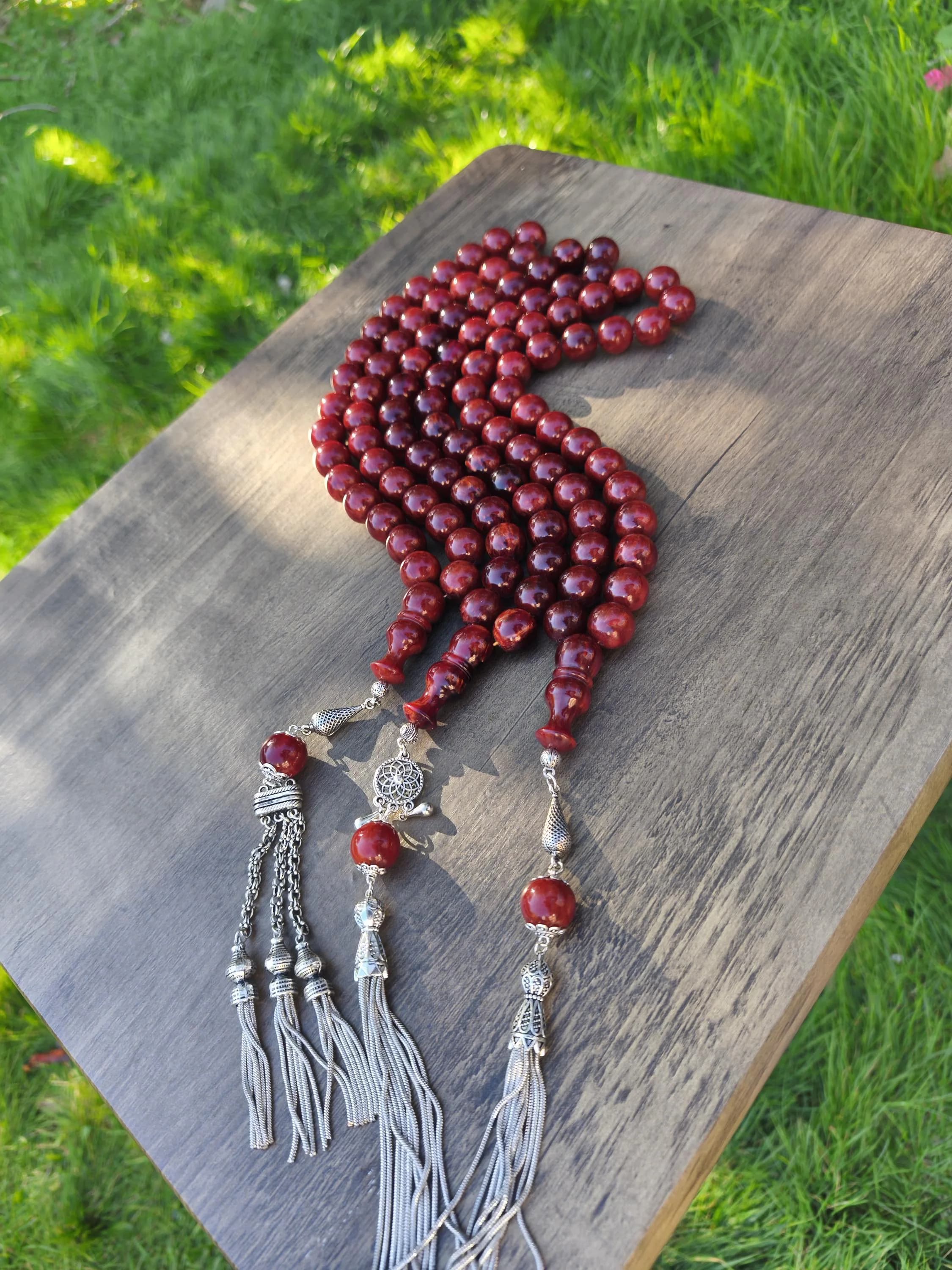 Hand Made Old Bakelite  Dark cherry Amber Beads, Tesbih, Tasbih, Misbaha, Tasbeeh, Prayer Beads, Masbaha, Sibha, My Father collection SP17-4