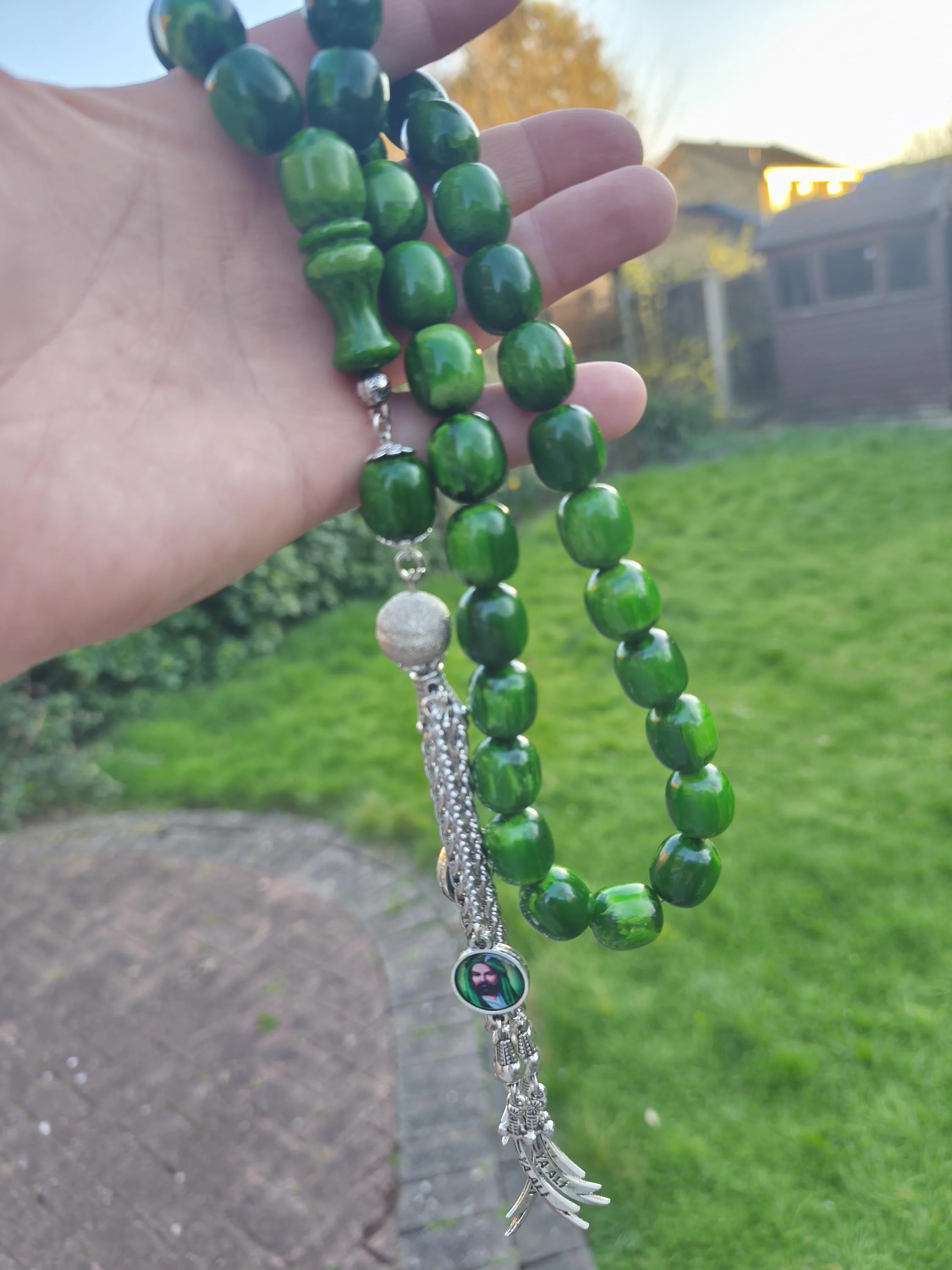Big Hand Made Old Bakelite  Green Amber Beads, Tesbih, Tasbih, Misbaha, Tasbeeh, Prayer Beads, Masbaha, Sibha, My Father collection SP17-10