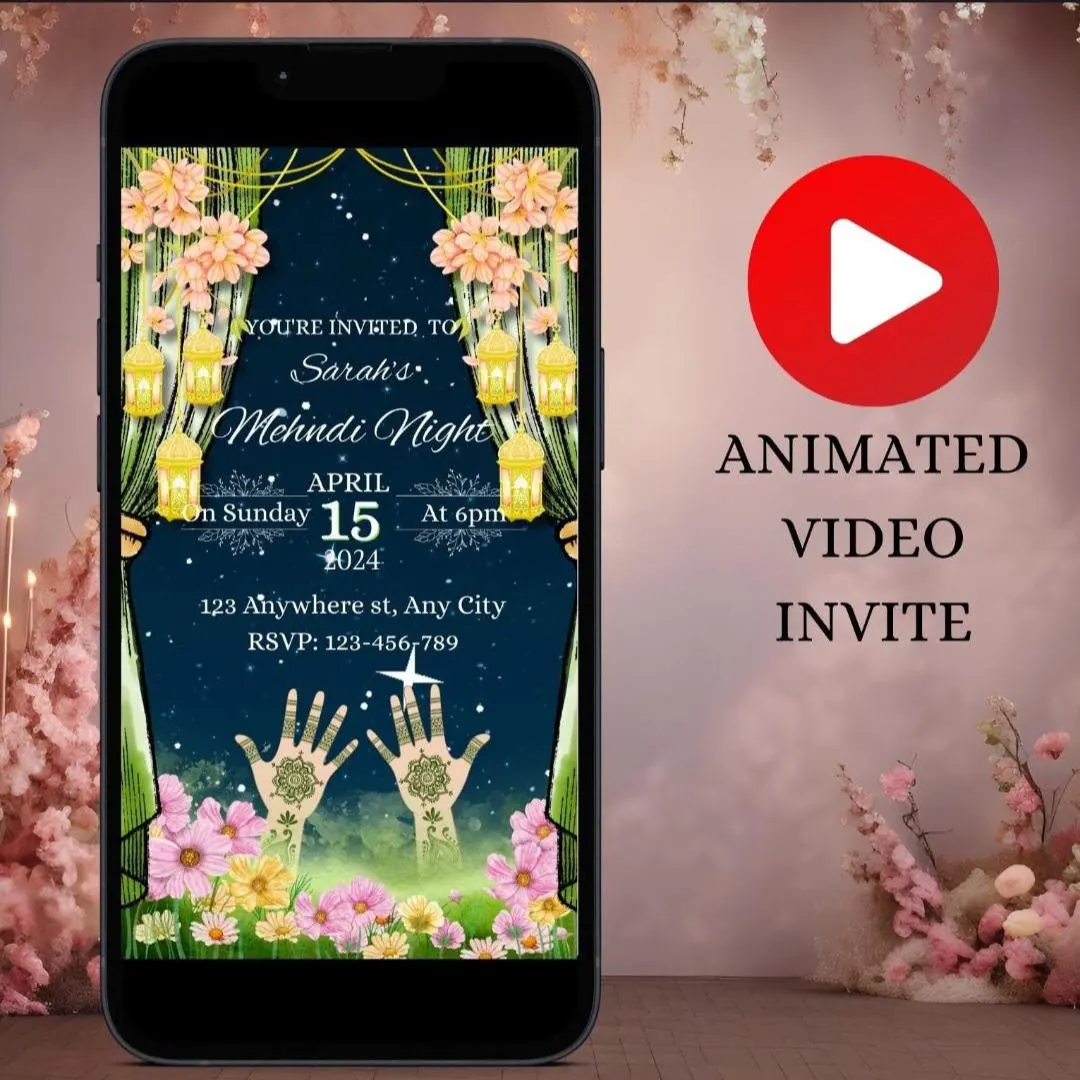 Animated Mehndi Night Invitation: Editable Henna Video Invite (Digital Download) - image 2