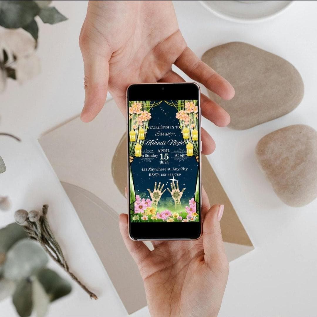Animated Mehndi Night Invitation: Editable Henna Video Invite (Digital Download) - image 4