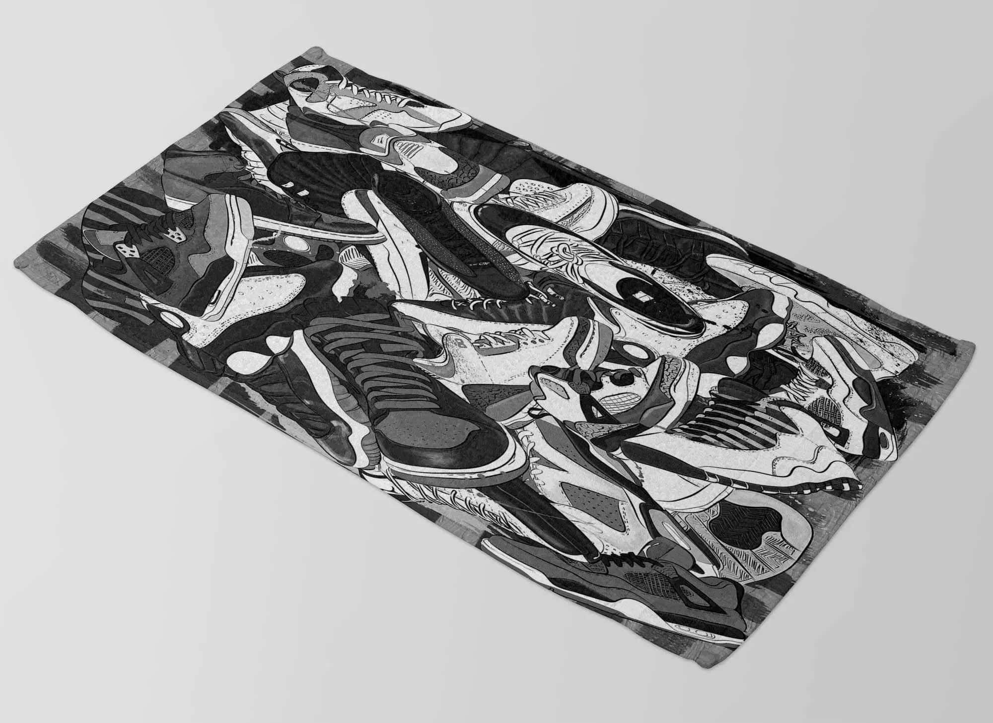 Dark Color Sneakers Towel, Black Sneakers, Gray Shoes, Urban Fashion, Athleisure, Unisex Shoes, Streetwear, Trendy Sneakers Patterned Towel - image 3