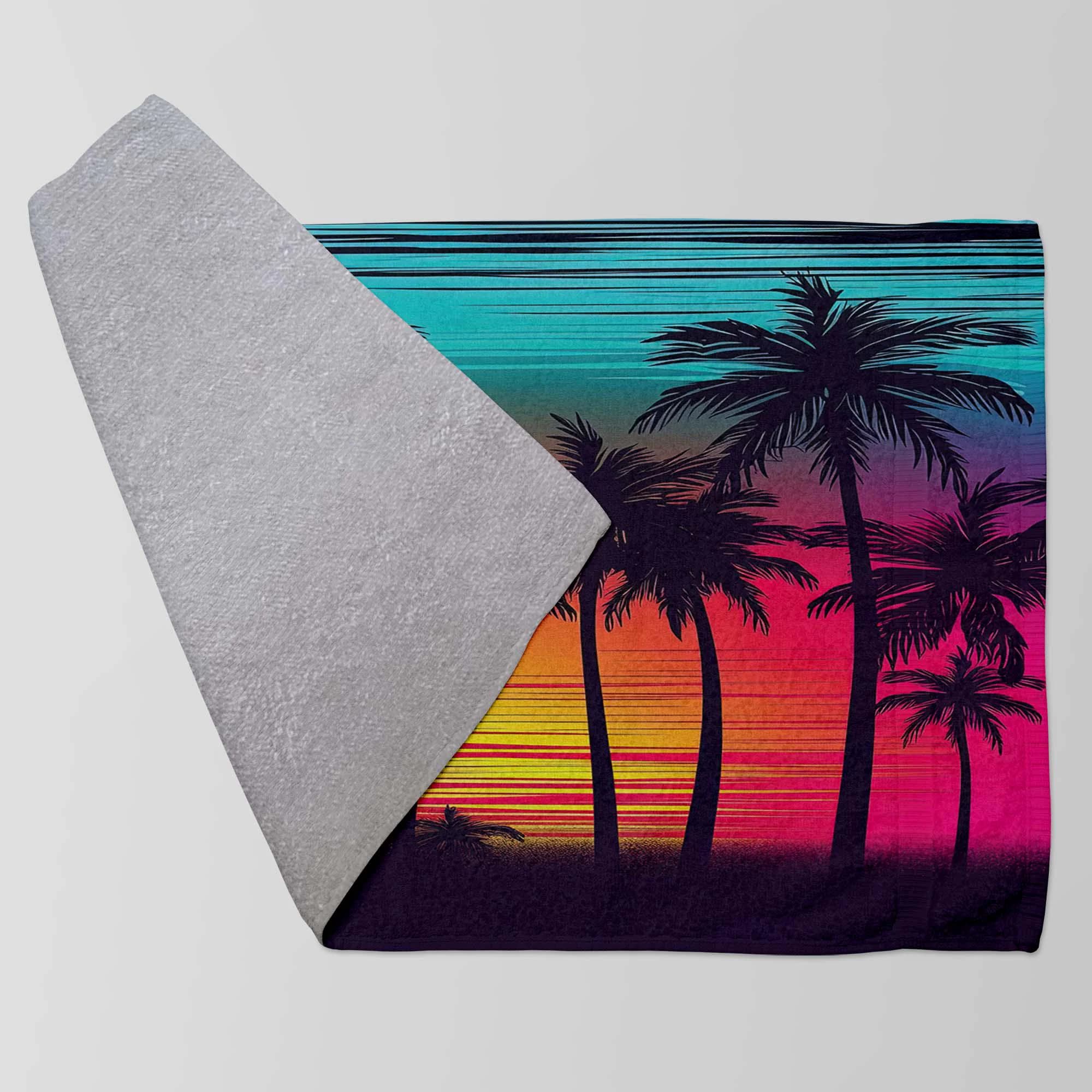 Tropical Towel, Sunset Vibe, Palm Tree Art, Beach Vibes, Gradient Print, Island Style, Bold Beach, Vacation Towel, Ocean Sunset, Cool Colors - image 4