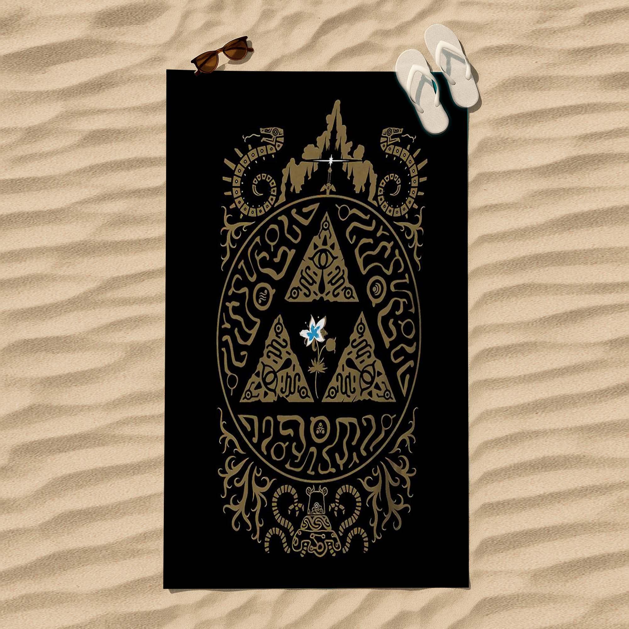 Zelda Beach Towel, Triforce Gift, Hylian Symbol Towel, Gamer Pool Towel, Fantasy Towel, Cosplay Accessory, Game Towel - image 3