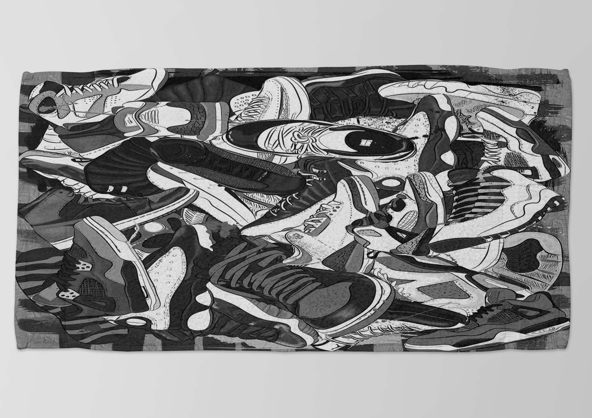 Dark Color Sneakers Towel, Black Sneakers, Gray Shoes, Urban Fashion, Athleisure, Unisex Shoes, Streetwear, Trendy Sneakers Patterned Towel - image 5