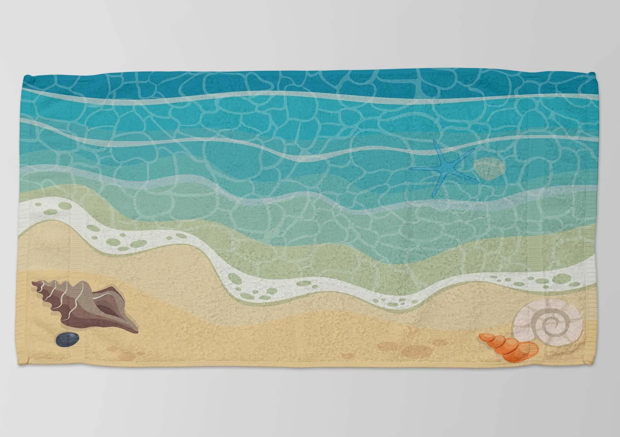Beach Towel Art, Ocean Wave Towel, Sea Shell Towel, Summer Beach Gift, Coastal Bath Towel, Beach Decor Towel,Sea Theme Towel,Cute Beach Wrap - image 5