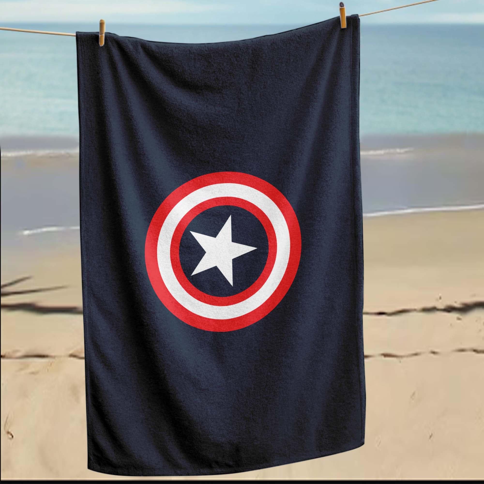 Captain America Shield Towel, Superhero Beach, Star Shield Towel, Comic Style Towel, Kids Hero Towel, Patriotic Star Towel, Shield Towel - image 3