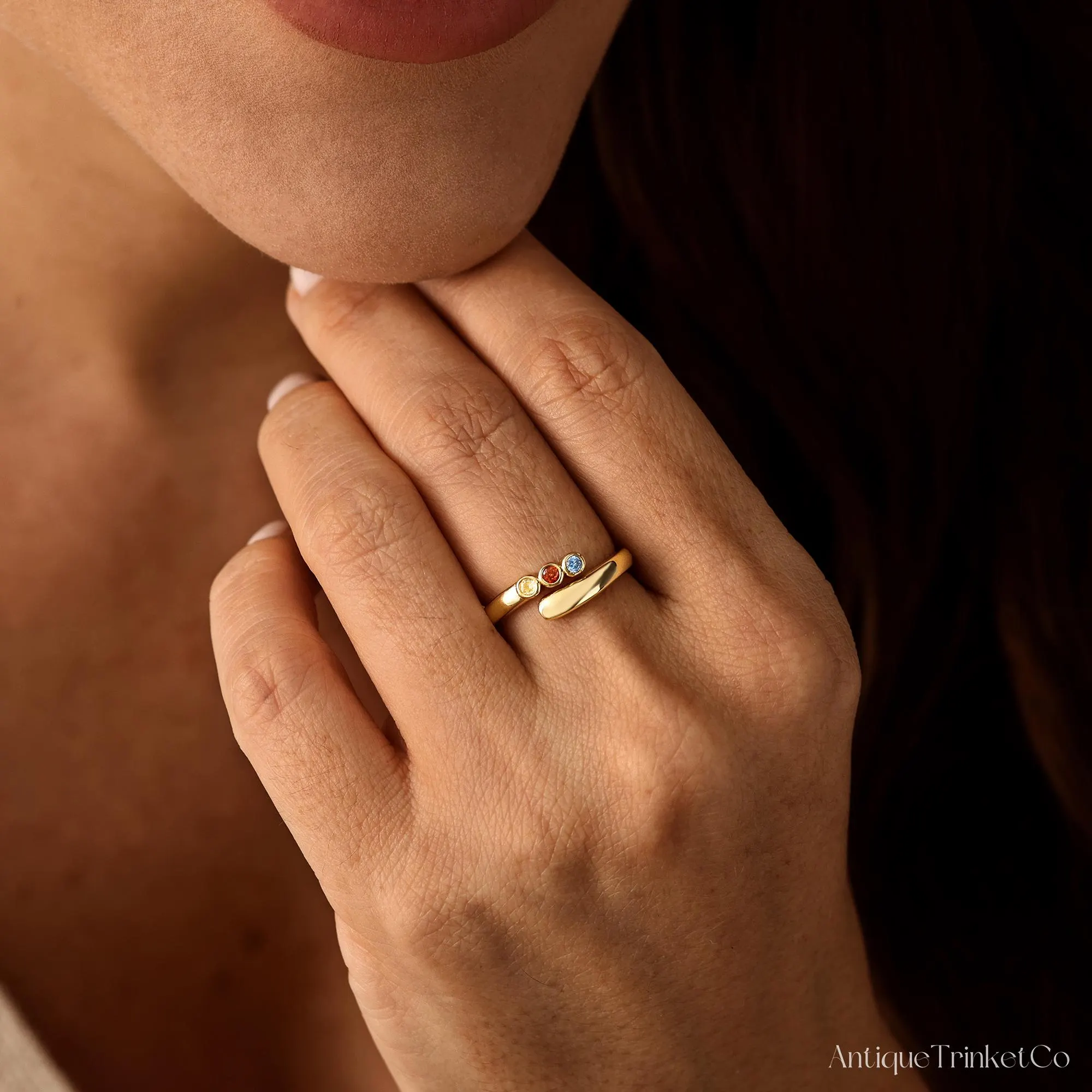 Custom Multi-Birthstone Ring, Minimalist Adjustable Ring, Family Birthstone Ring, Engagement Ring, Birthday Gift, Anniversary Gift for Her