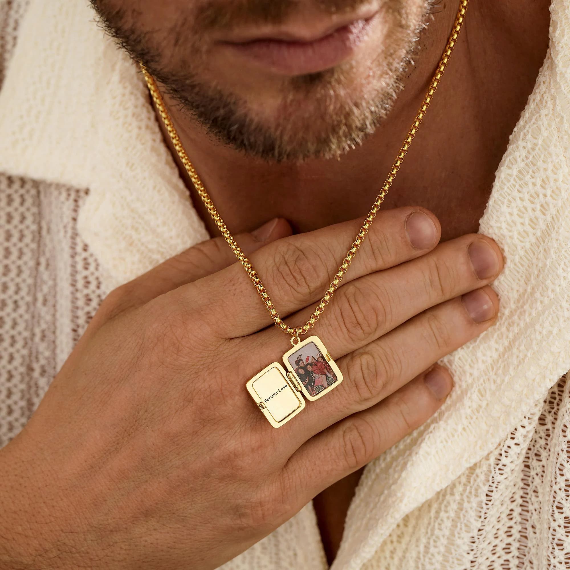 Custom Locket Necklace with Birthstone, Personalized Photo Pendant, Gold Locket Necklaces for Dad, Graduation Gift, Fathers Day Gift for Him