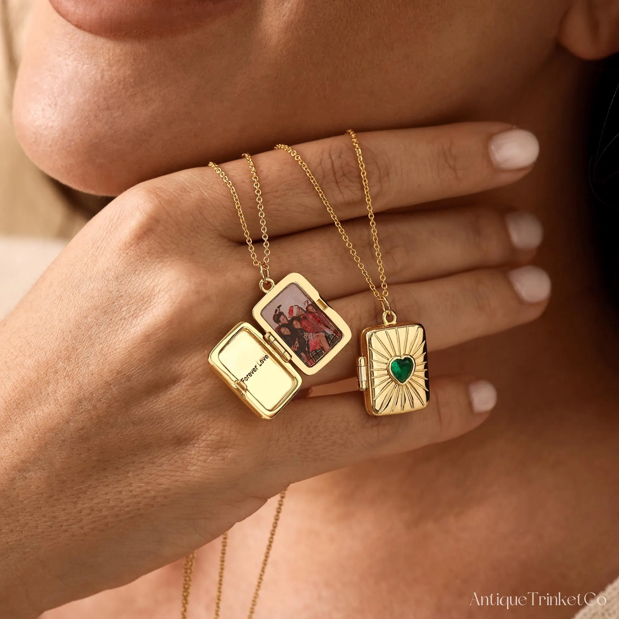 Custom Locket Necklace with Birthstone, Personalized Photo Pendant, Gold Locket Necklaces, Engraved Memorial Jewelry, Brthday Gift for Her