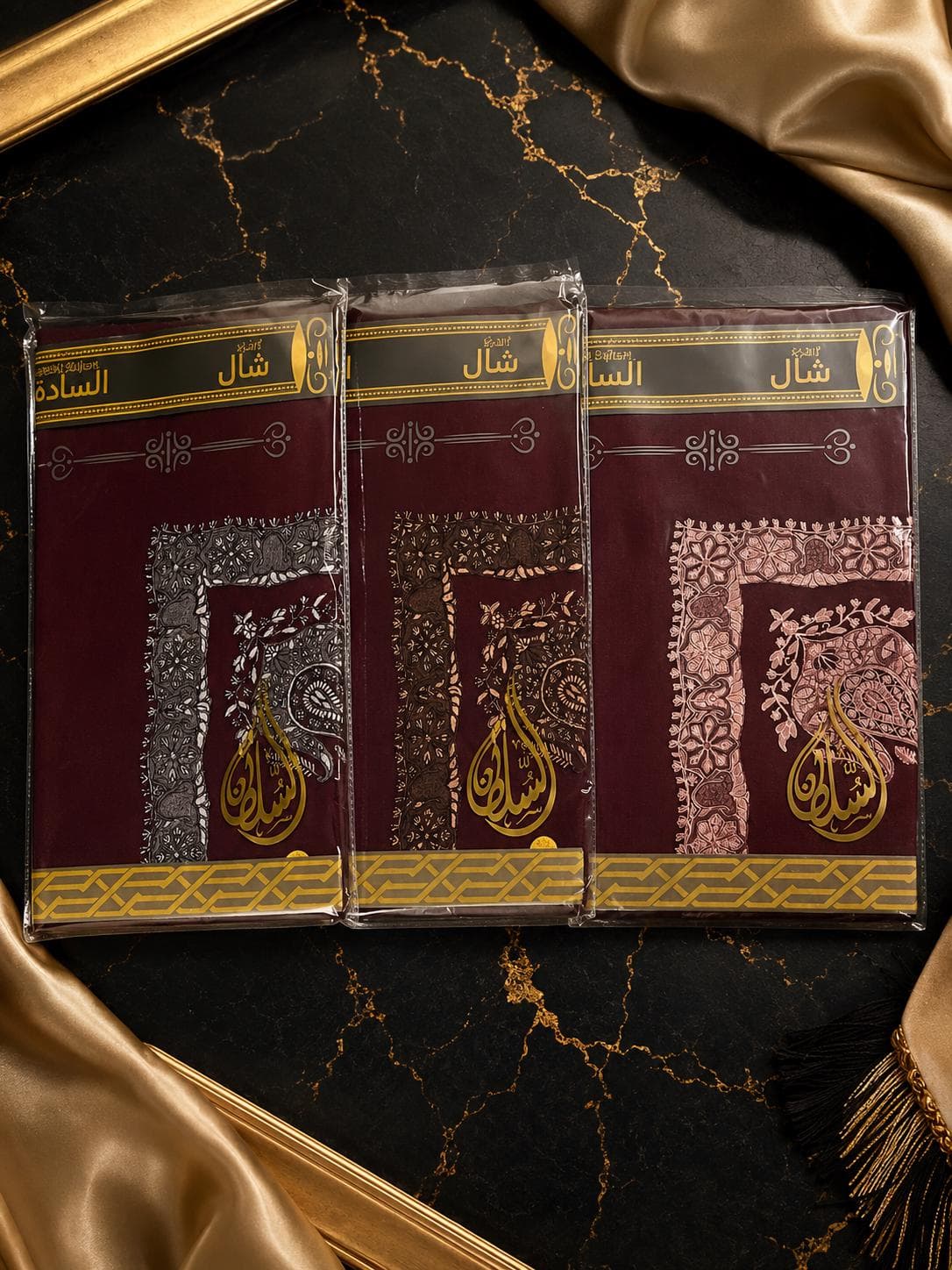 Burgundy Yemeni Shemagh | Arabian Keffiyeh Scarf | Traditional Islamic Headwear
