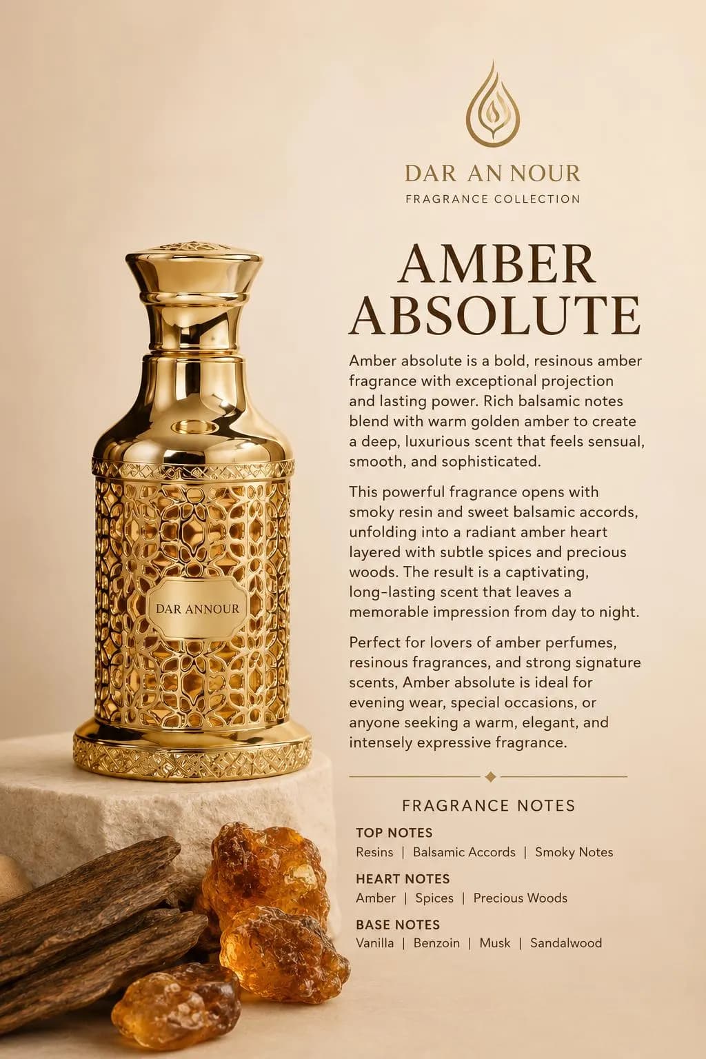 Amber Absolute Perfume Oil | Resinous Balsamic Smoky Scent