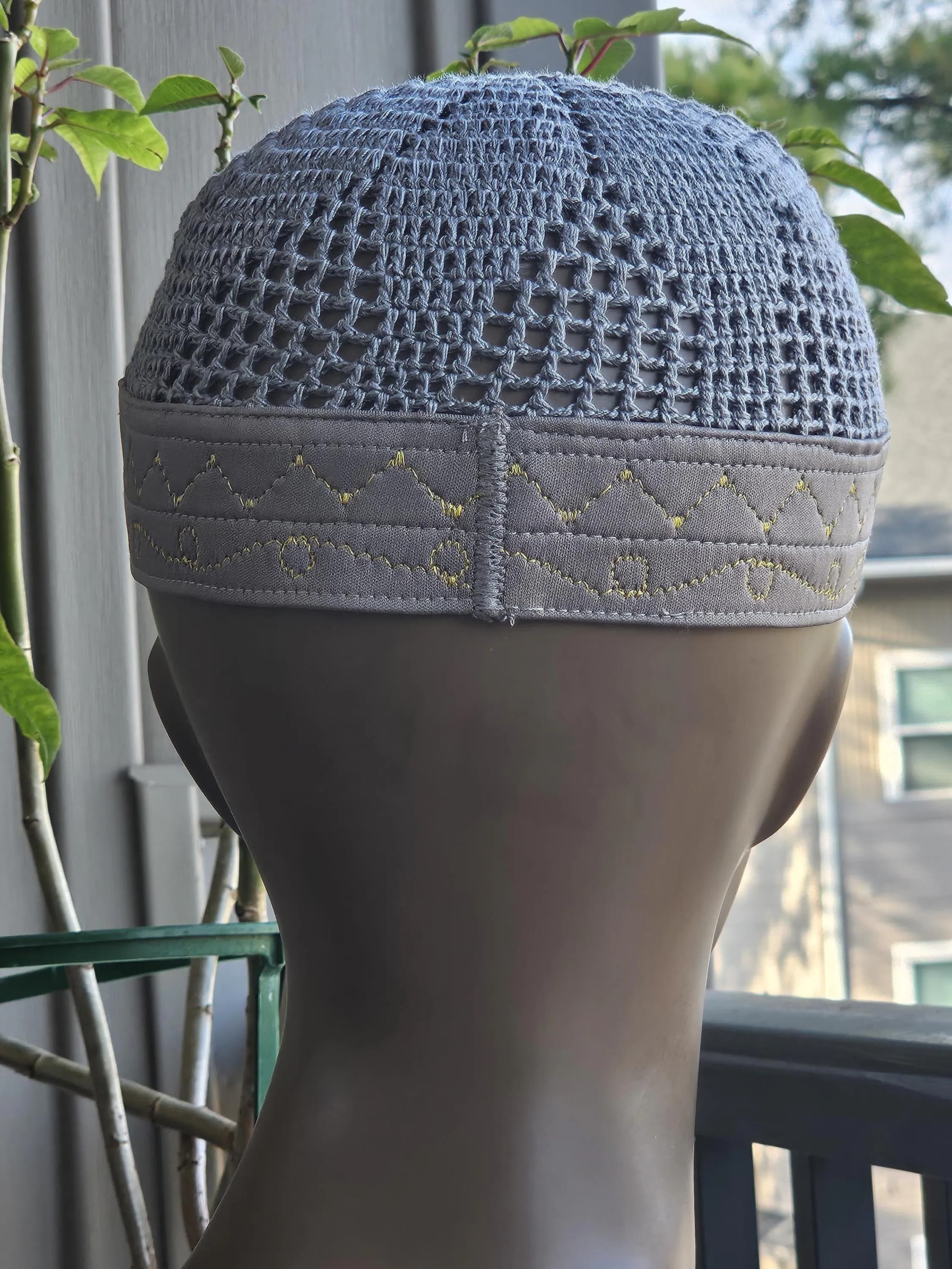 Egyptian Banded Kufi Hat for Men | 100% Organic Cotton Muslim Prayer Cap | Traditional Islamic Kufi | Stretch Fit | Muslim Gift - image 5