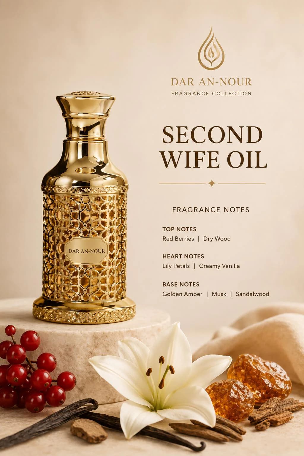 Second Wife Oil | Vanilla Amber Musk, Lily, Red Berries Fragrance