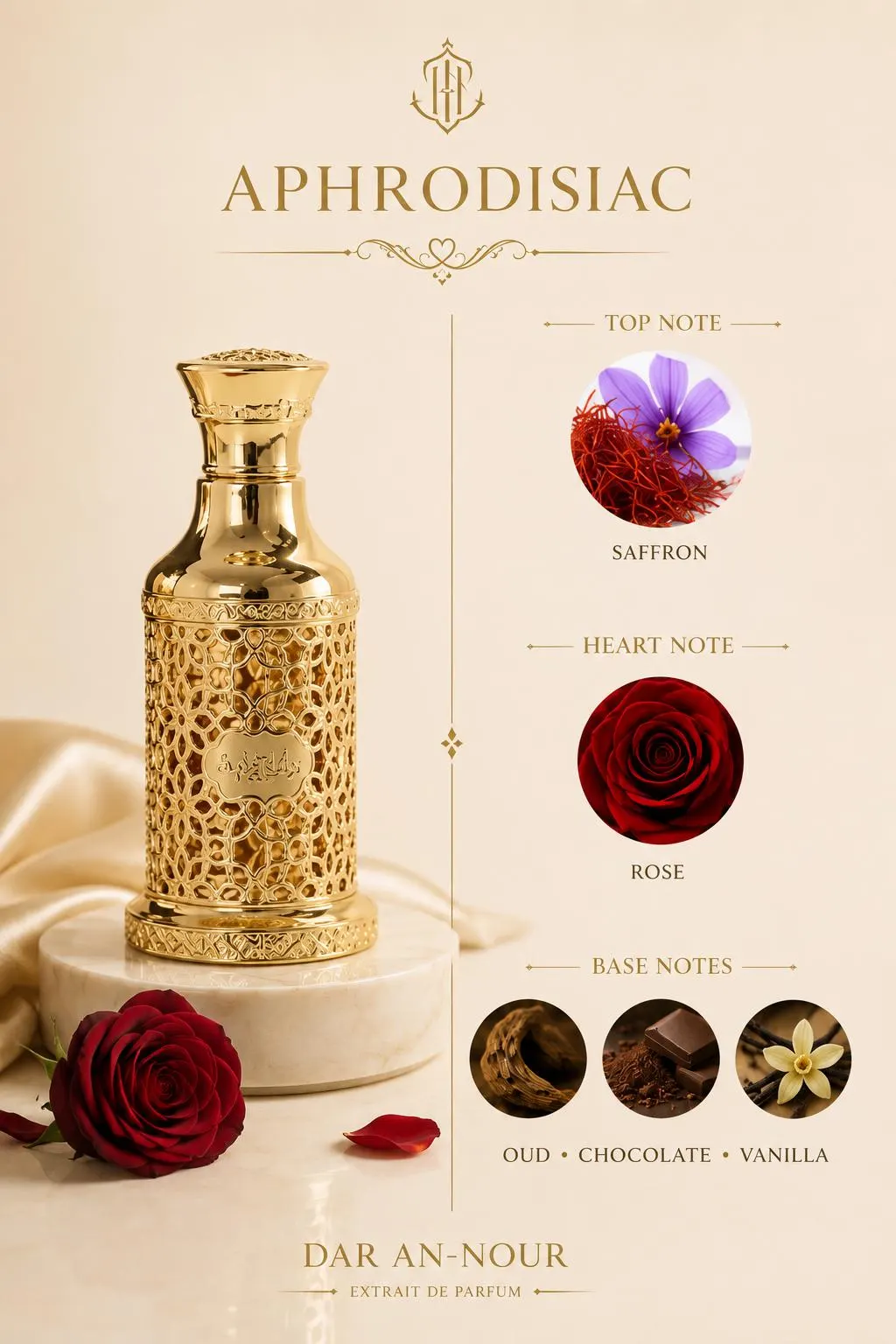 Aphrodisiac Oud Rose Chocolate Perfume Oil | Sensual Saffron Vanilla Arabian Fragrance