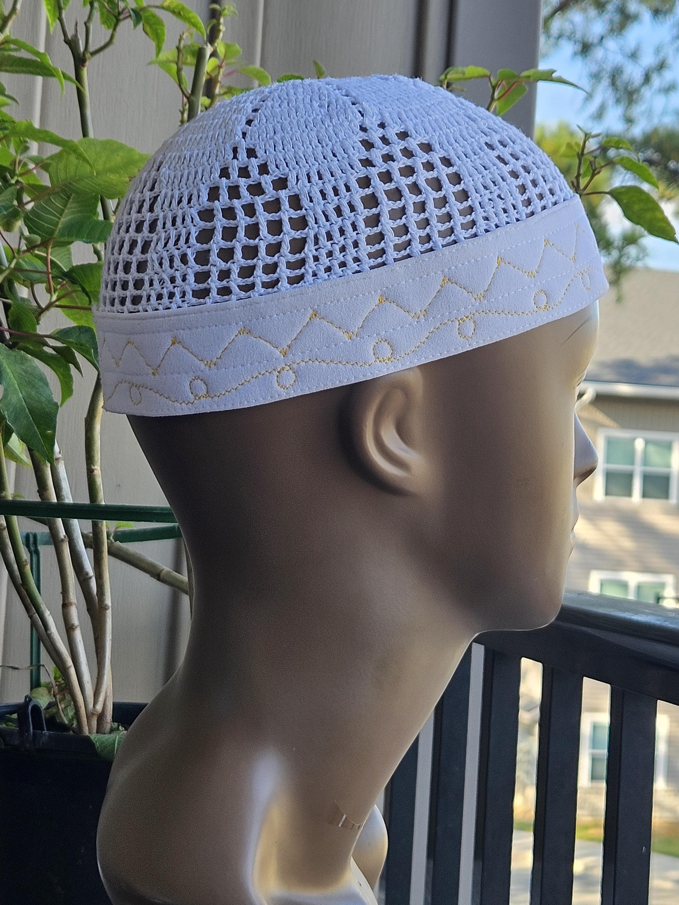 Egyptian Banded Kufi Hat for Men | 100% Organic Cotton Muslim Prayer Cap | Traditional Islamic Kufi | Stretch Fit | Muslim Gift - image 3