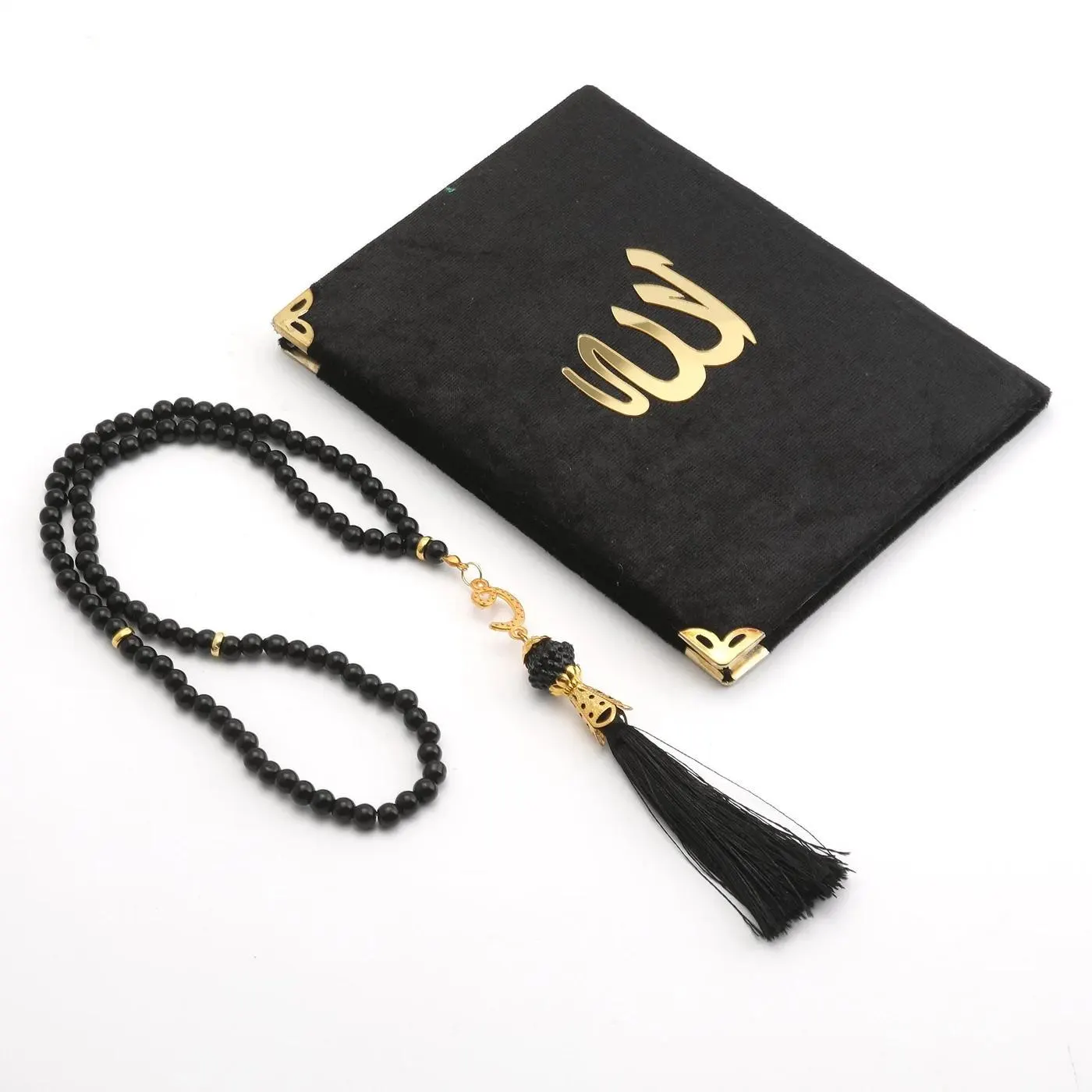 Velvet Yaseen (80Pages) with Rosary in Transparent Bag; Arabic Qoran, Muslim Prayer Book, Yasin