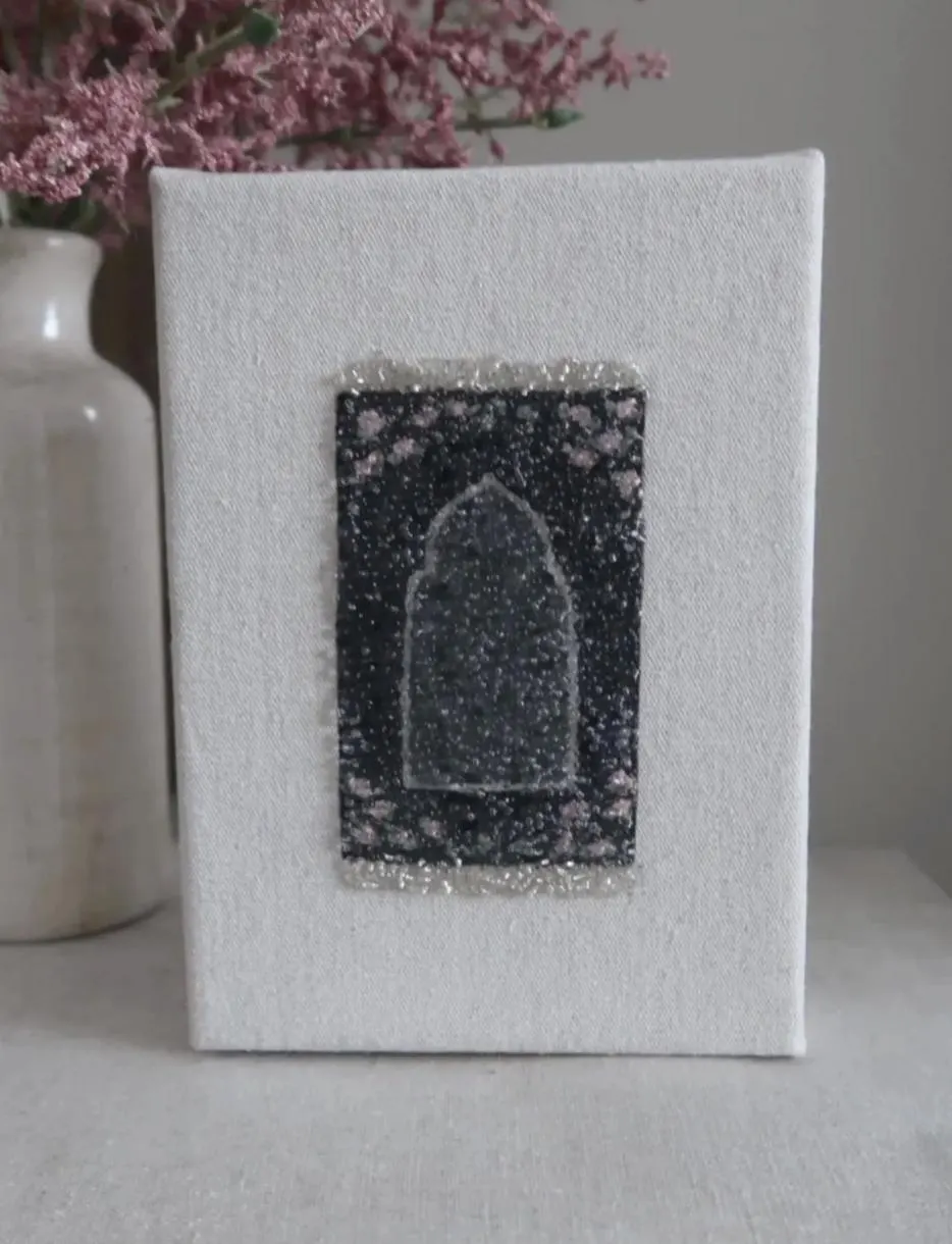 Handmade Beaded Islamic Art Shelf Decor | Masjid Designs, Canvas Frame - image 5