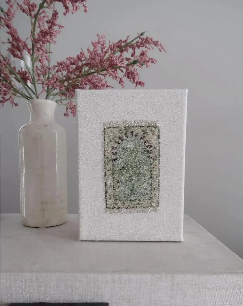 Handmade Beaded Islamic Art Shelf Decor | Masjid Designs, Canvas Frame - image 2