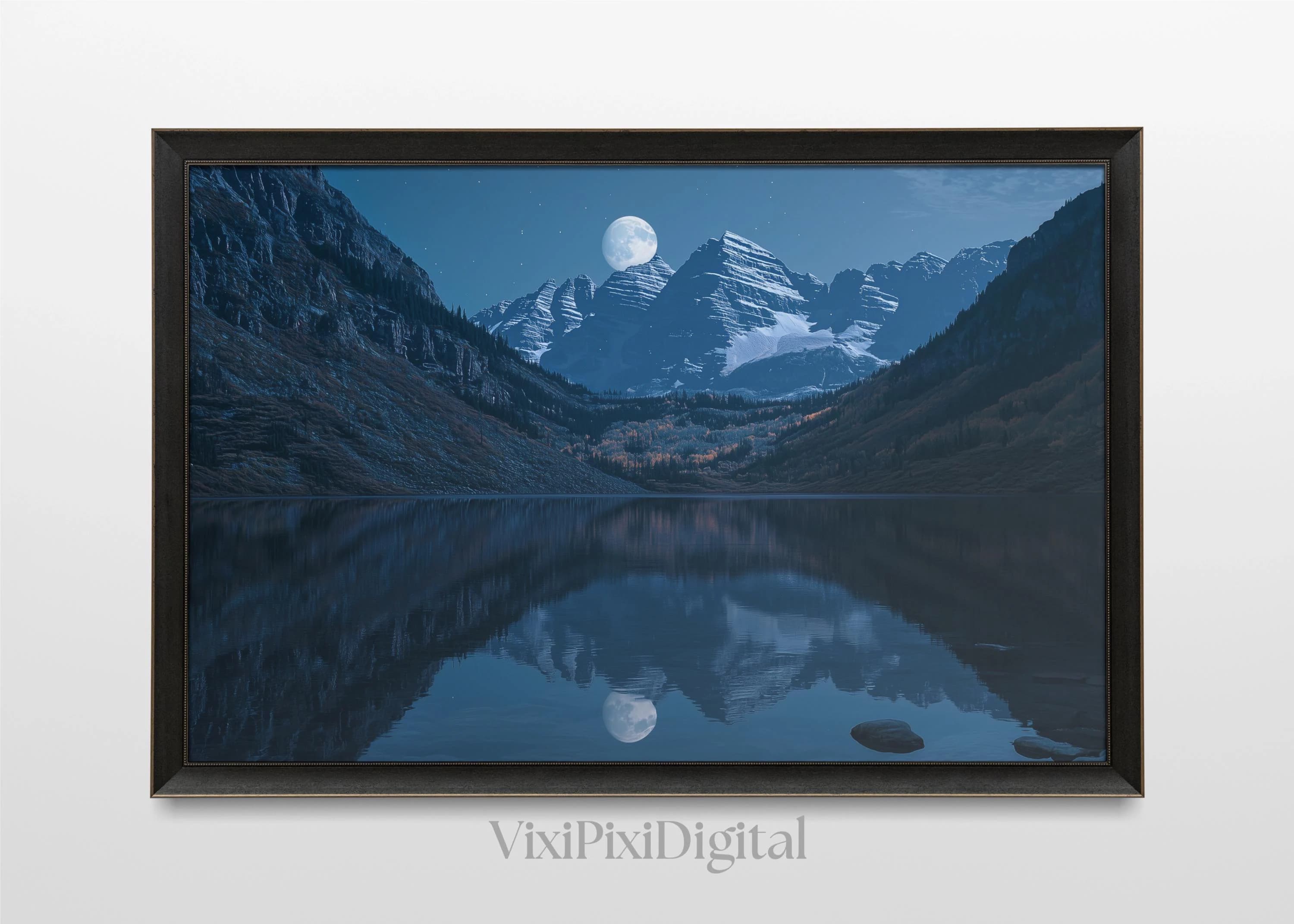 Maroon Bells Night Print: Colorado Mountain Landscape (Digital Download)