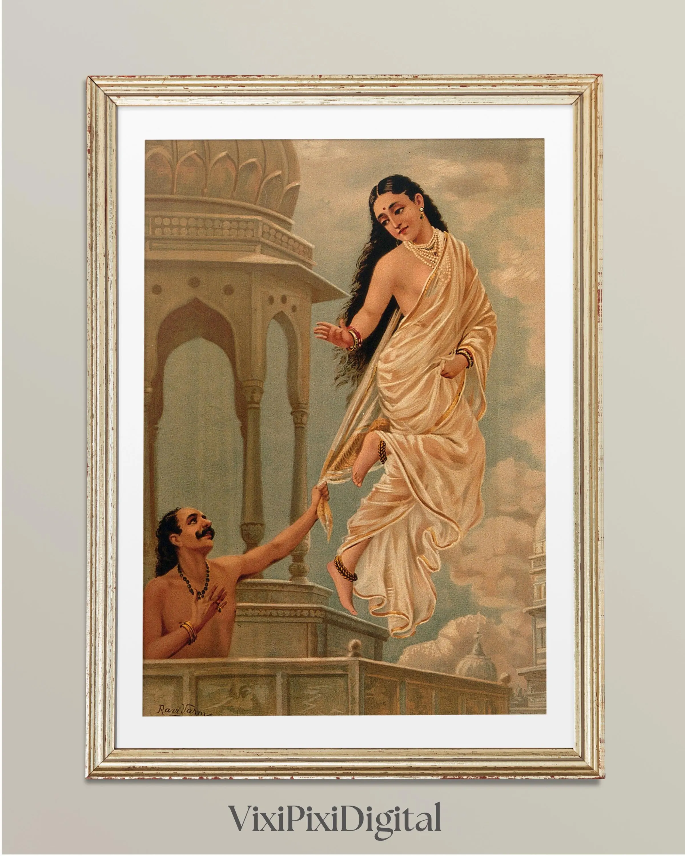 Pururavas and Urvashi Vintage Indian Art Print: Raja Ravi Varma (Digital Download)
