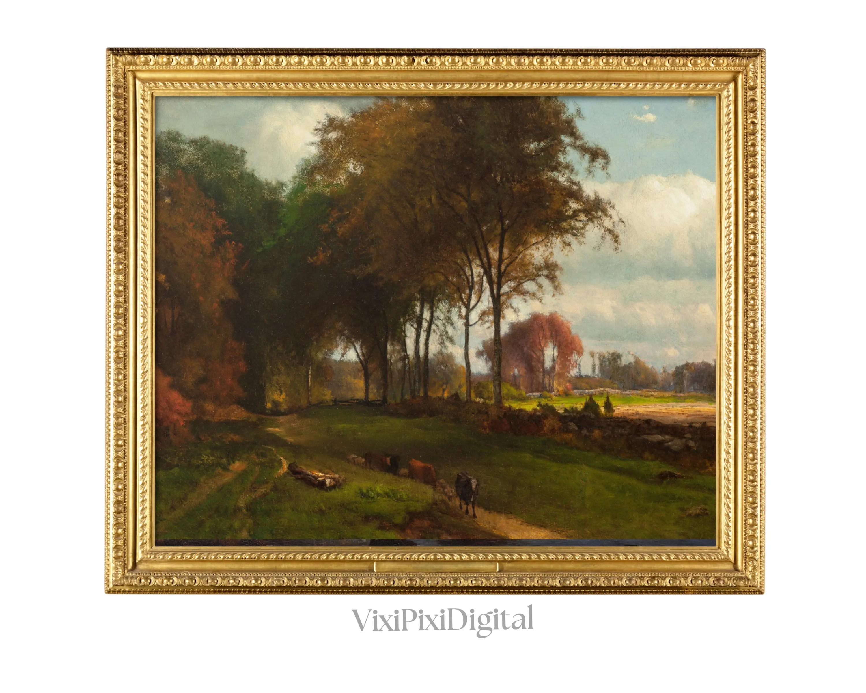 Vintage Landscape with Cattle Painting by George Inness (Digital Download)