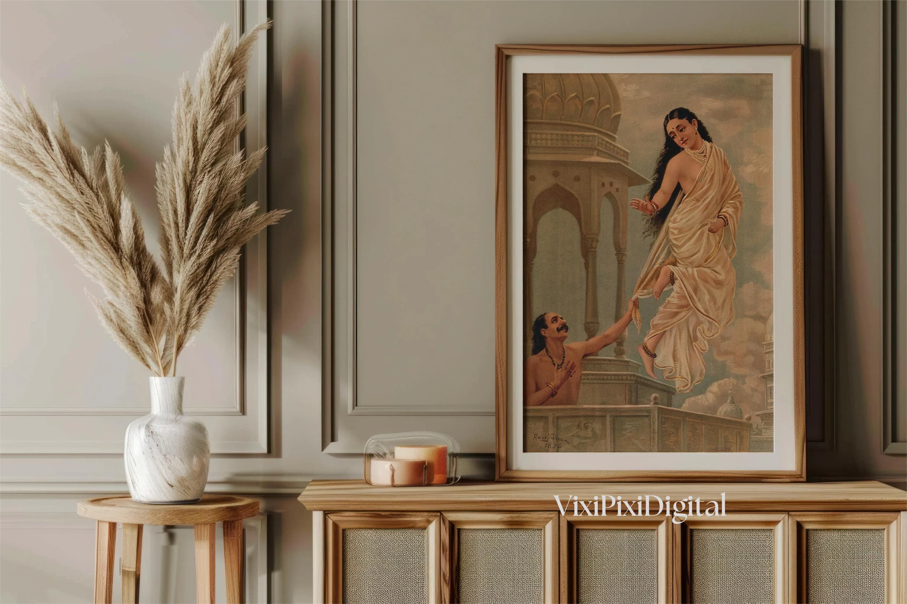 Pururavas and Urvashi Vintage Indian Art Print: Raja Ravi Varma (Digital Download) - image 3