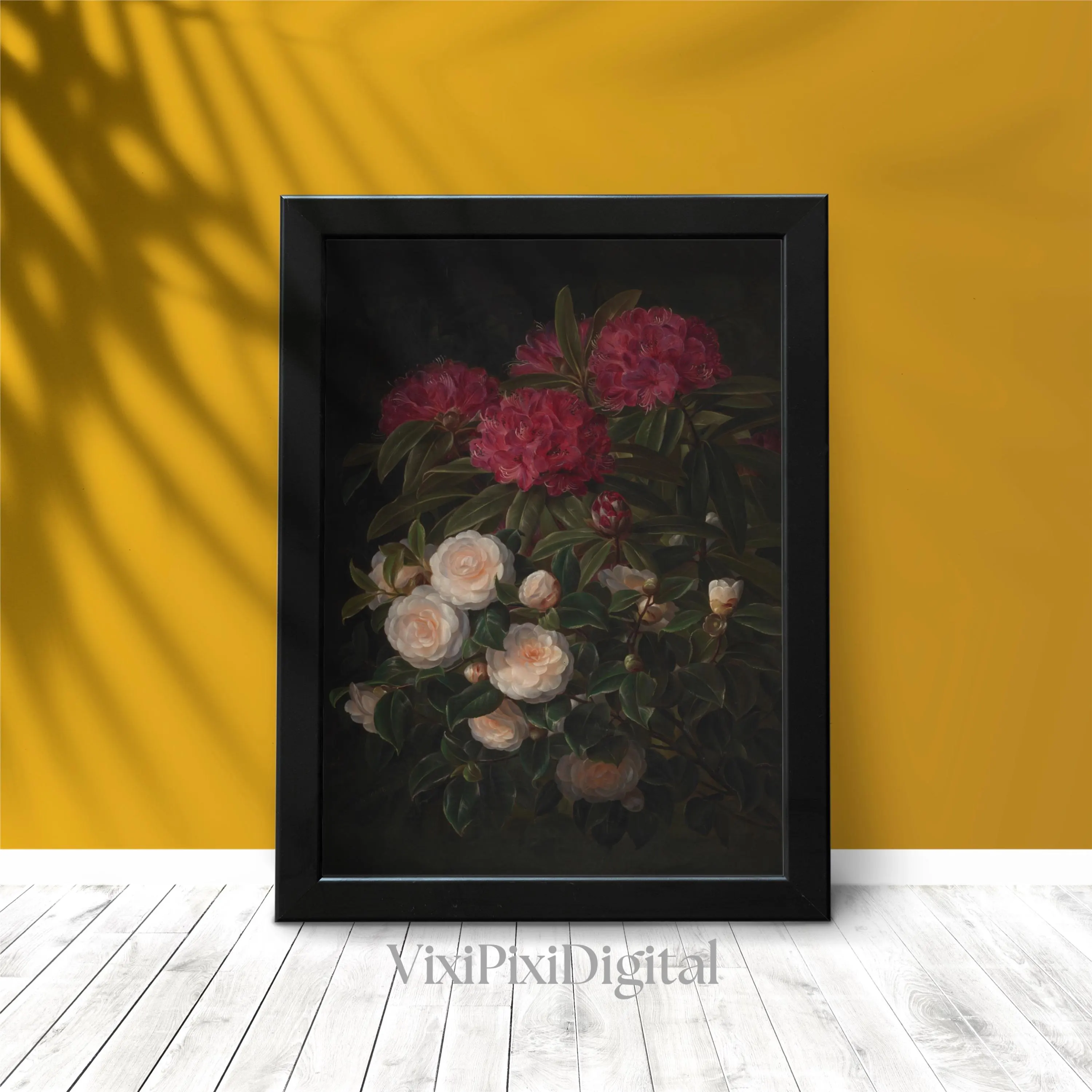 Camellias Rhododendrons Antique Oil Painting: Floral Still Life (Digital Download) - image 5