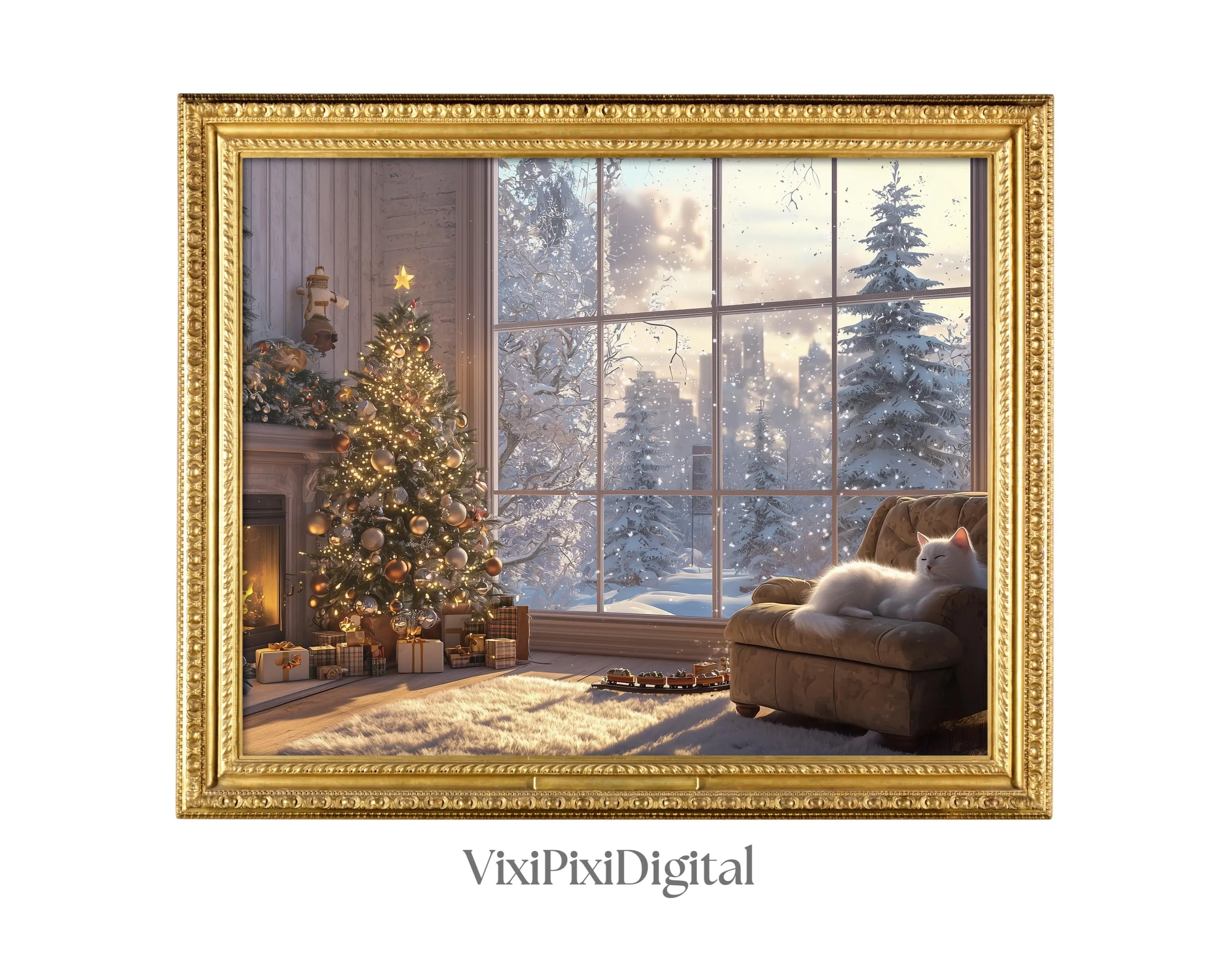 Christmas Cat Print: Cozy Winter Home Decor (Digital Download)