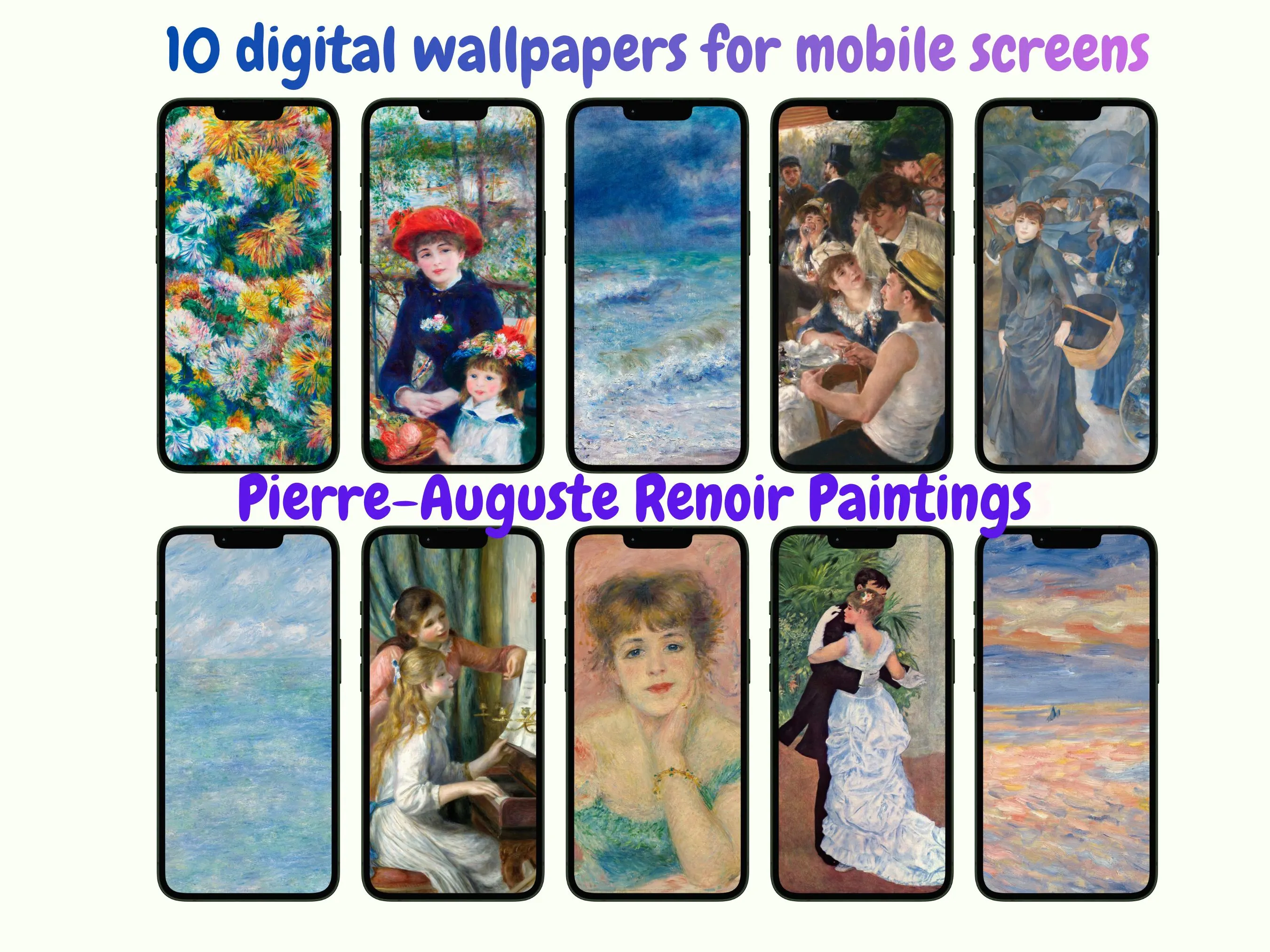 Renoir Impressionist Paintings Phone Wallpapers (Phone Digital Download)