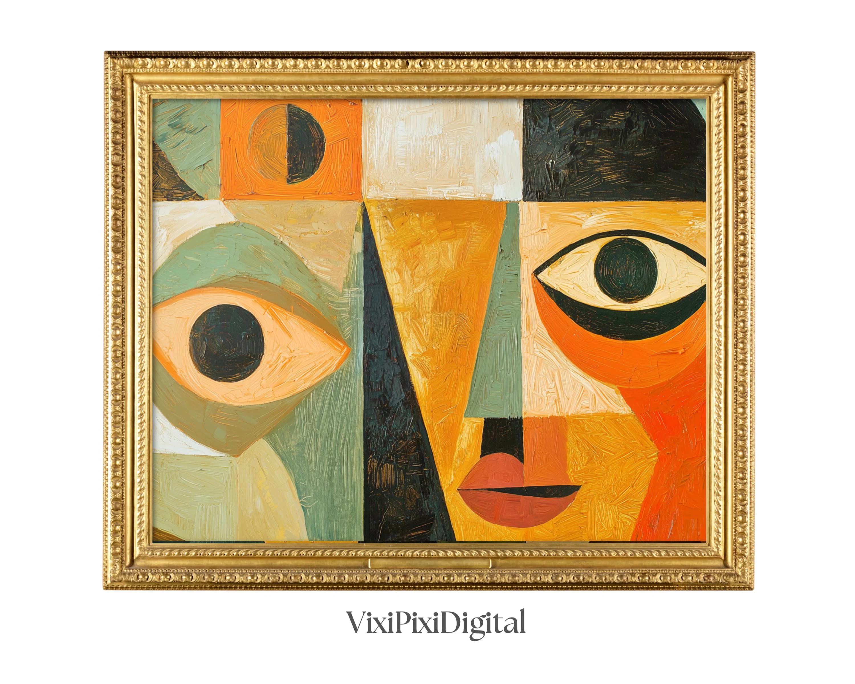 Abstract Geometric Faces Art Print: Klee Kandinsky Style (Digital Download)