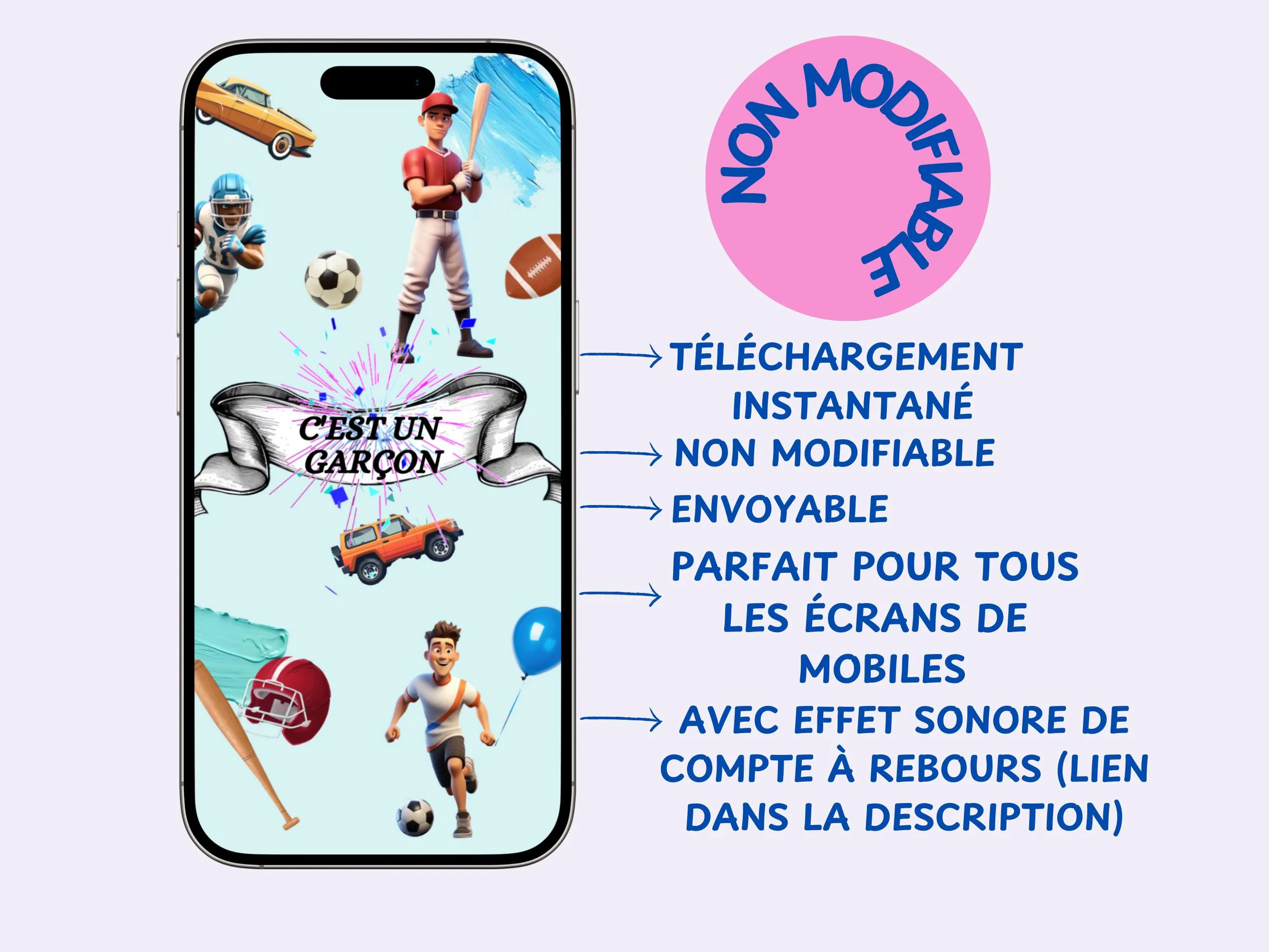 Baby Boy Announcement E-card: Animated Gender Reveal (Digital Video)