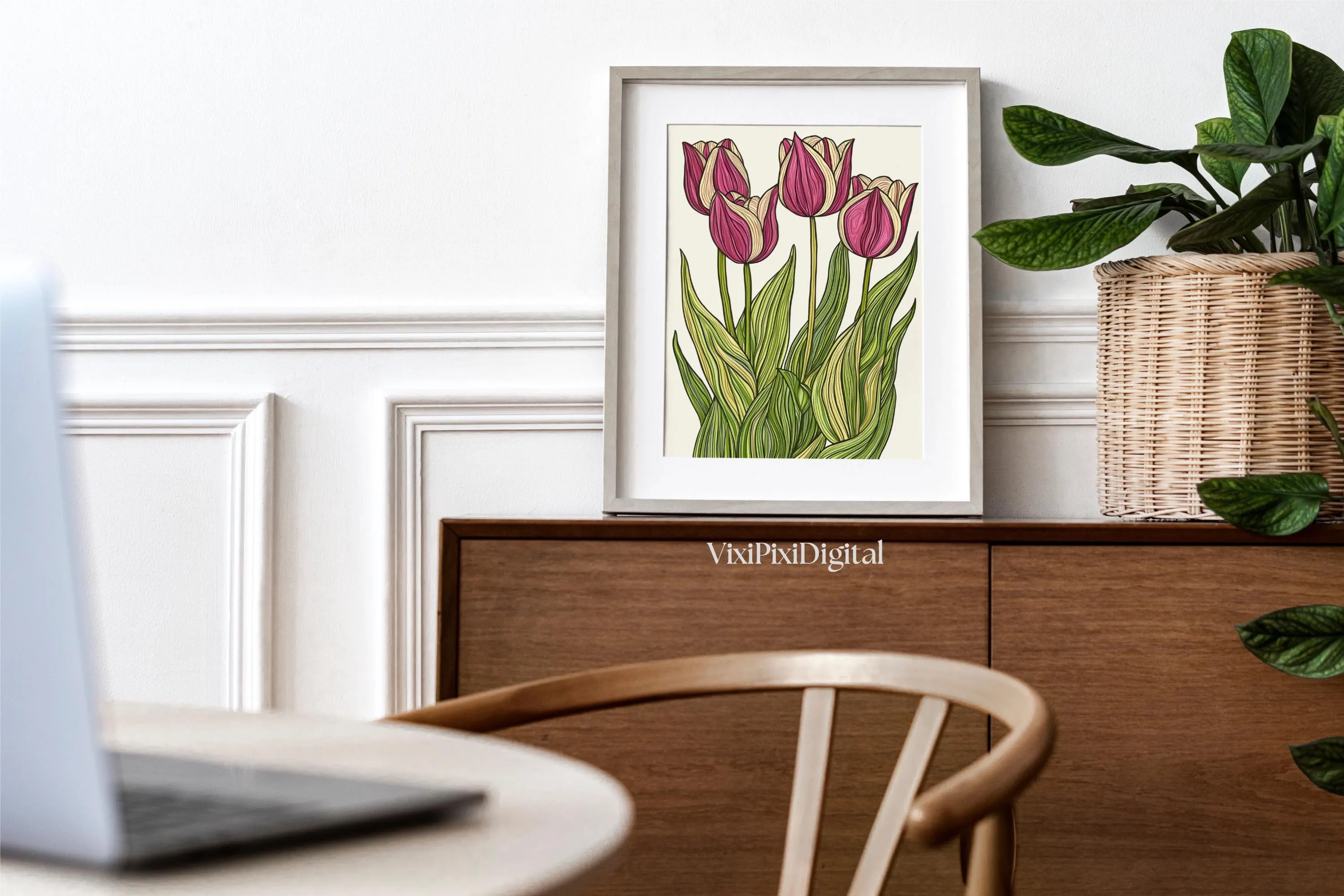 Tulips Line Art Print: Modern Floral Illustration (Digital Download) - image 5